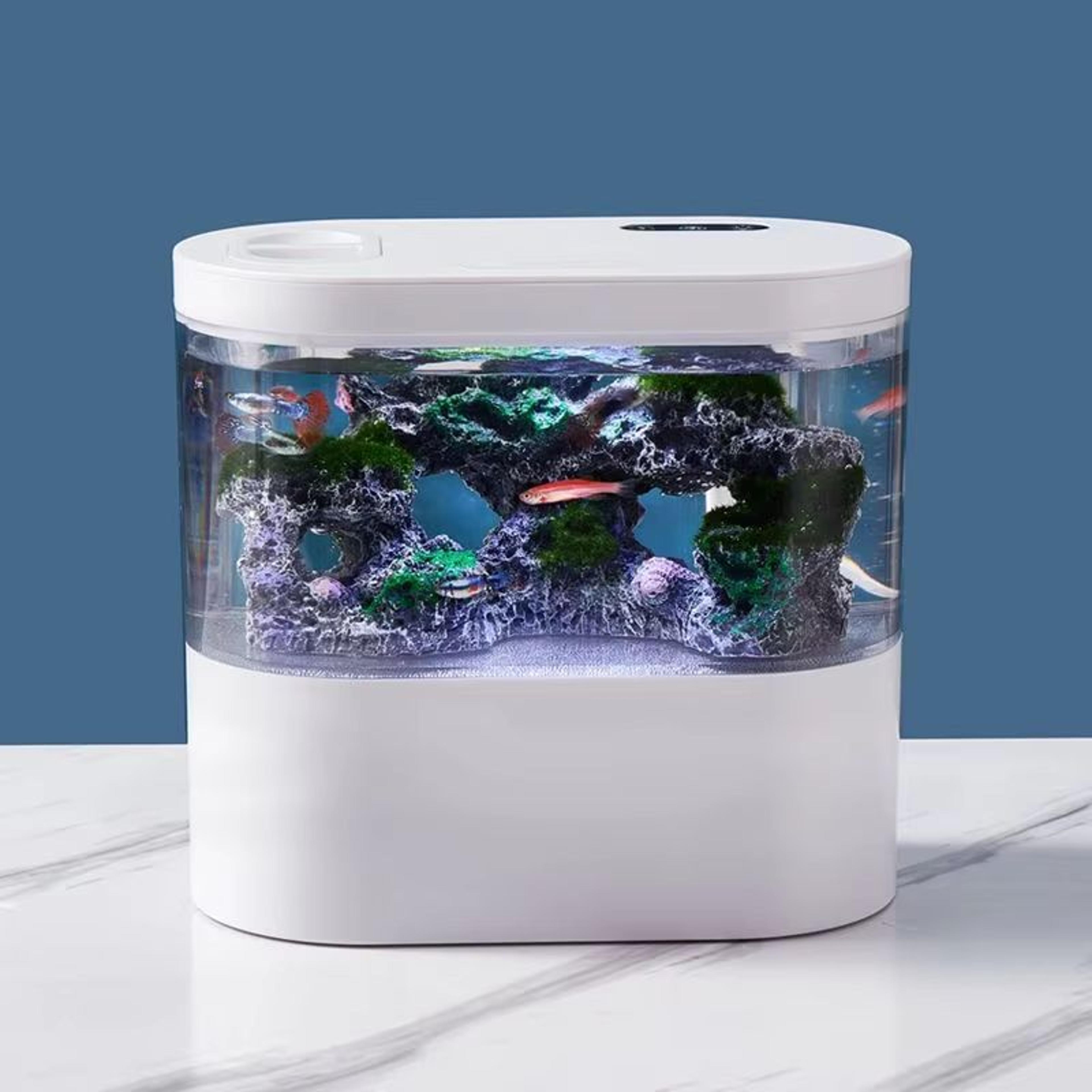 usb mini desktop aquarium with built-in water pump, led light & self-circulating filter