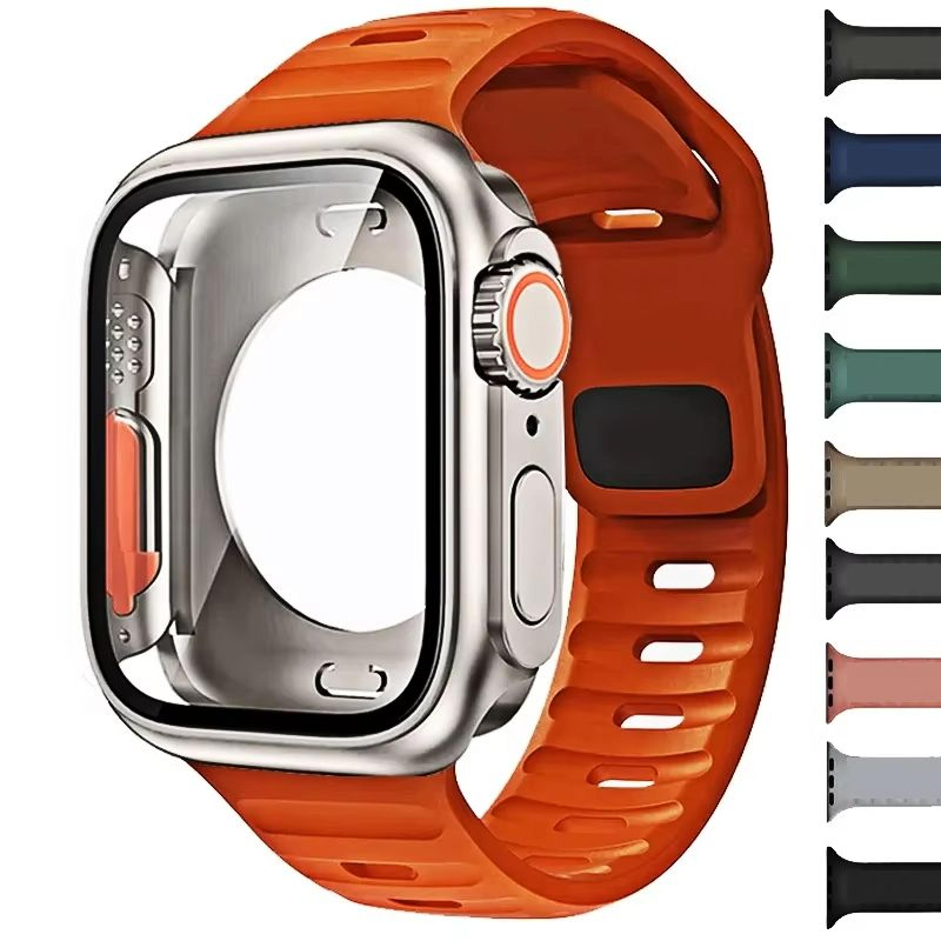 protective case and silicone strap for apple watch – shockproof band with ultra design upgrade