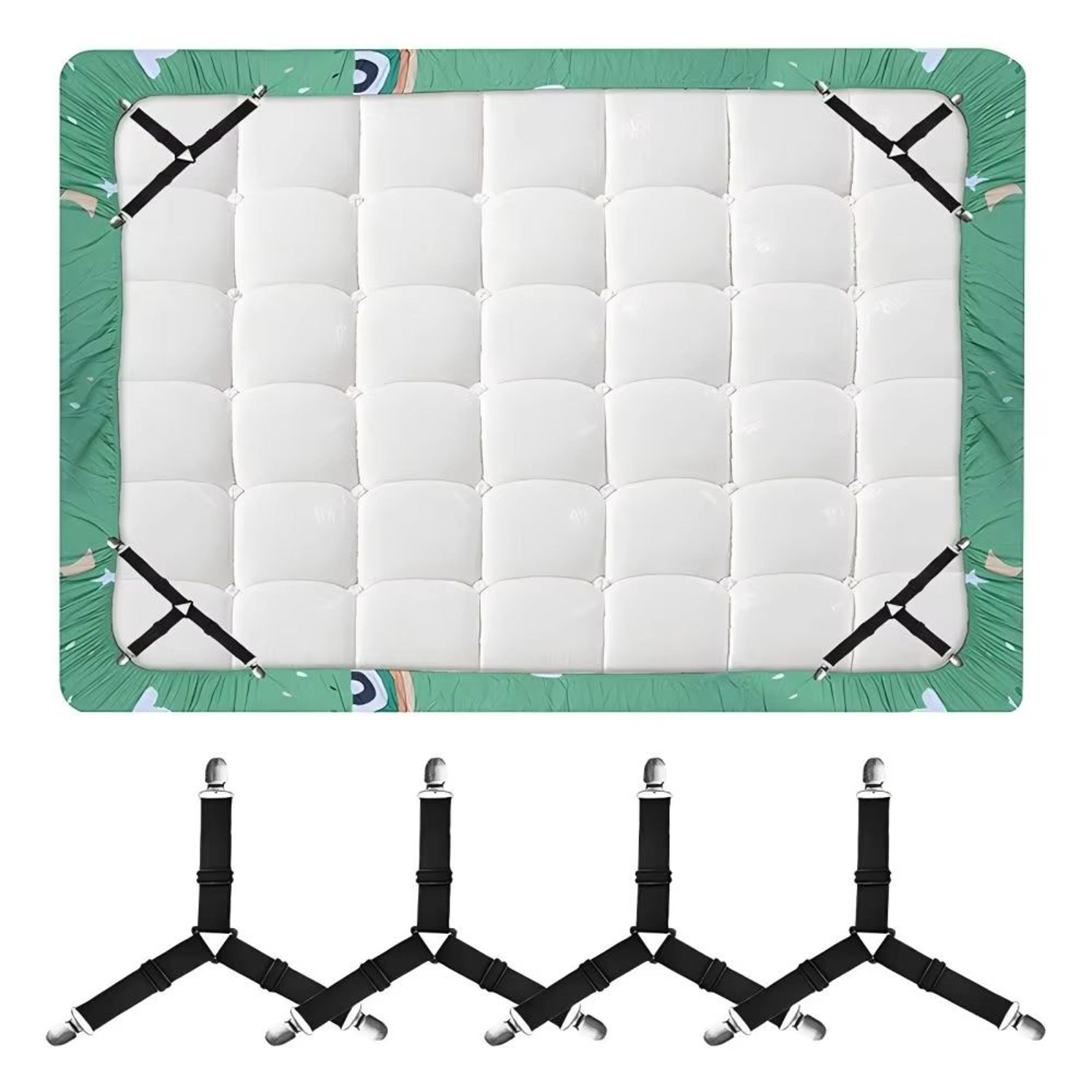 adjustable bed sheet and quilt holder set – elastic mattress clips for secure and neat bedding