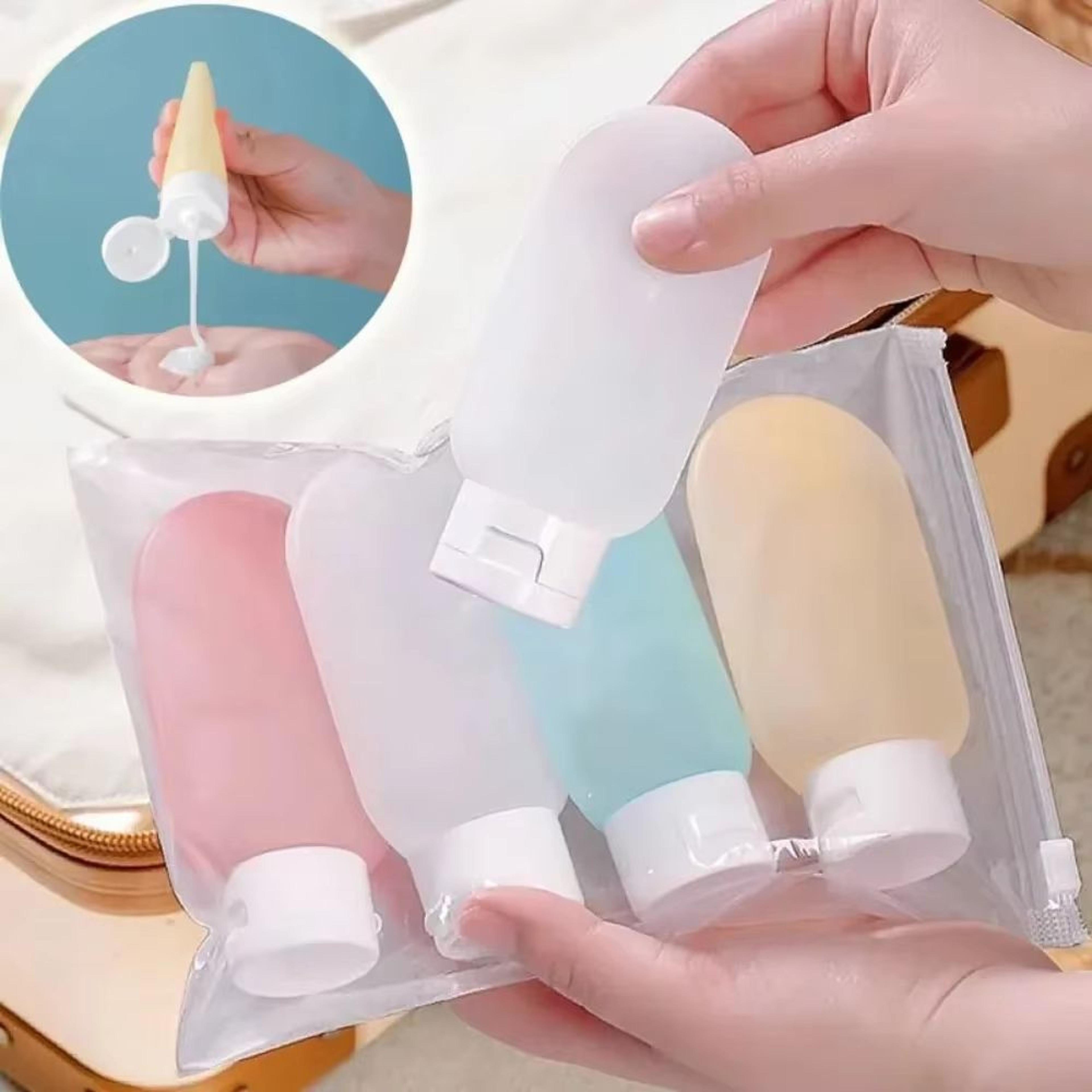 4-piece refillable travel bottle set – 60ml soft lotion and shampoo squeeze containers for on-the-go convenience