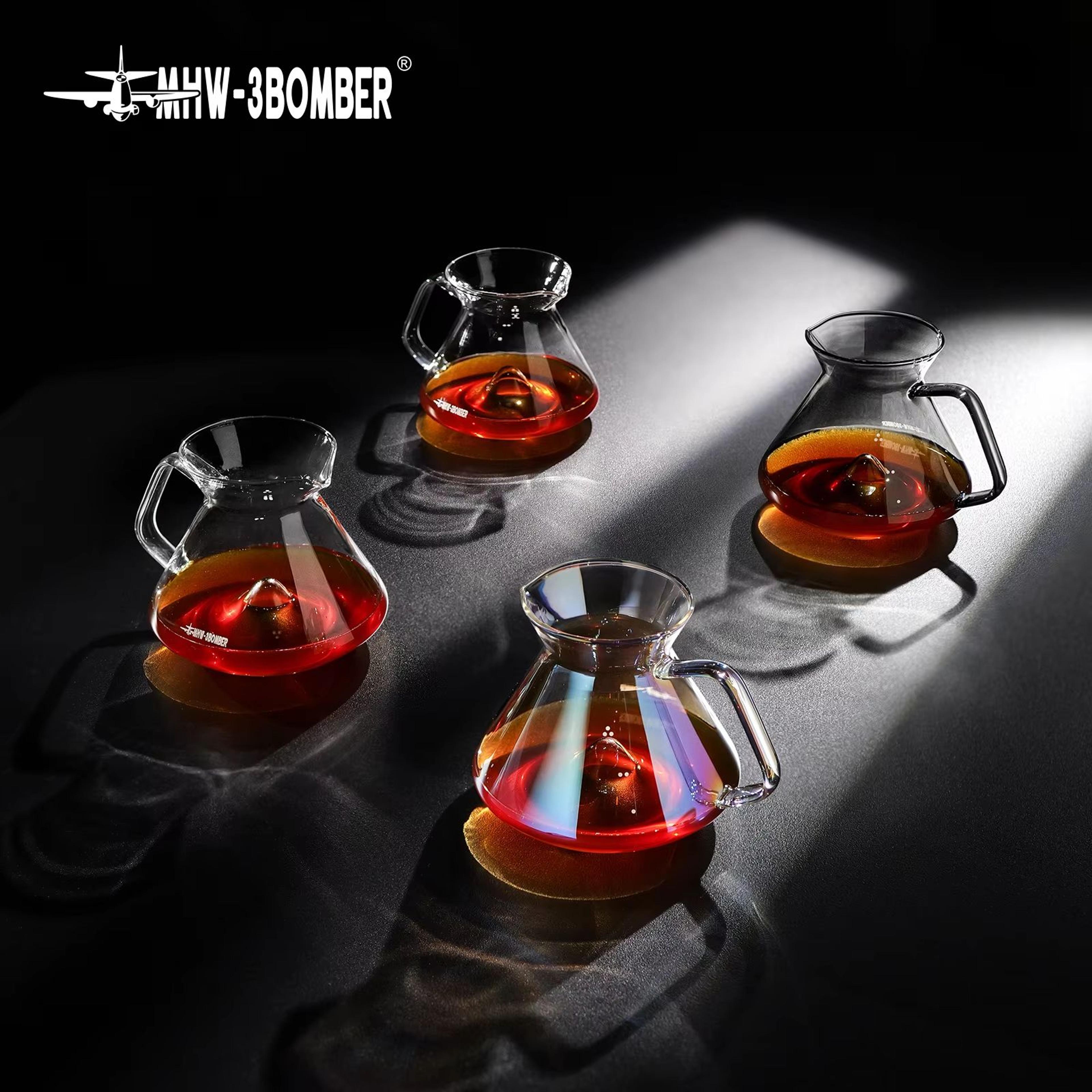mhw-3bomber hill coffee server – high borosilicate glass pour over server with ergonomic handle for baristas & home brew