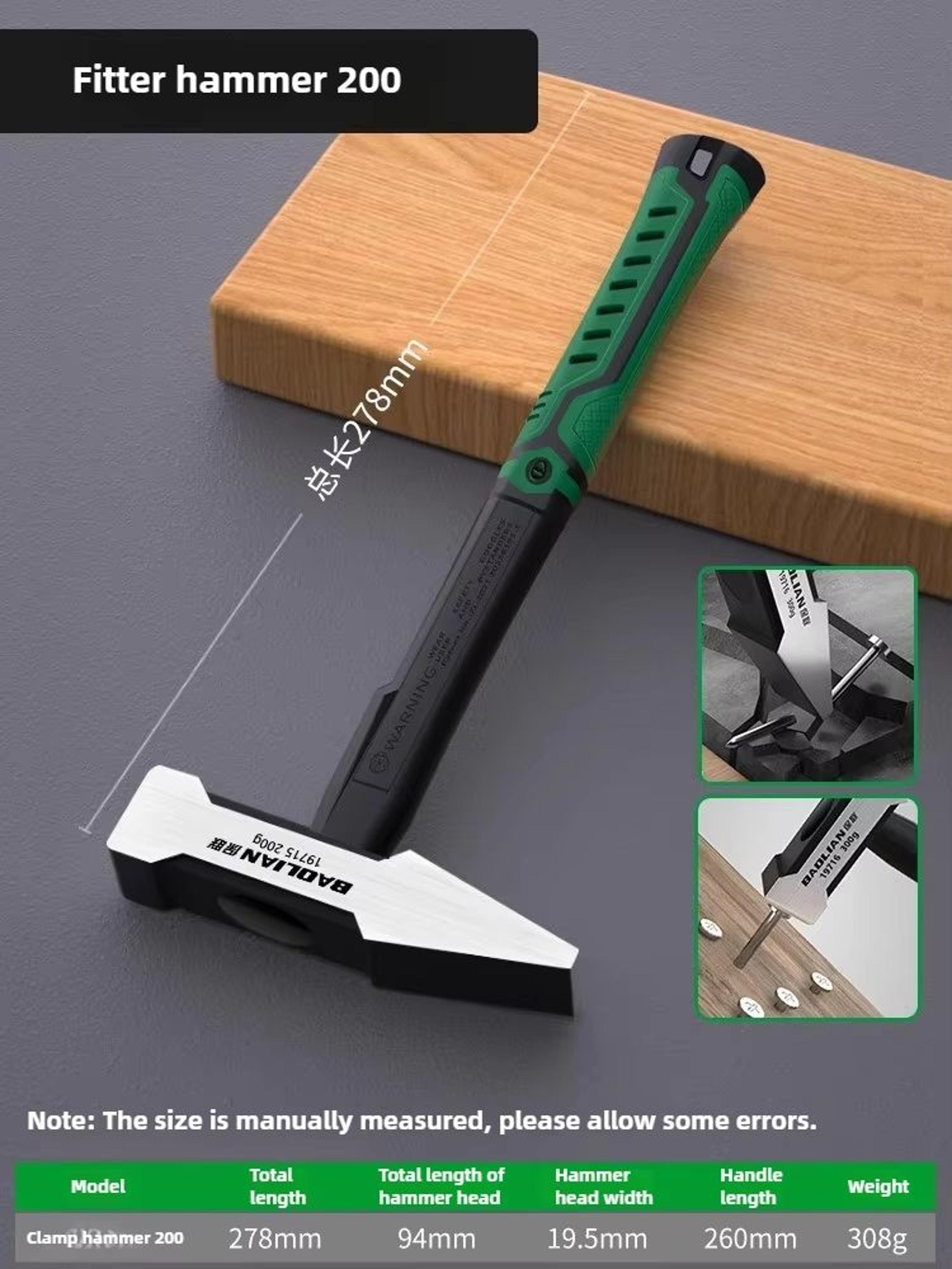 prostrike flat head hammer – 200g/300g/500g plastic-coated duckbill hammer for construction, decoration & fitting work