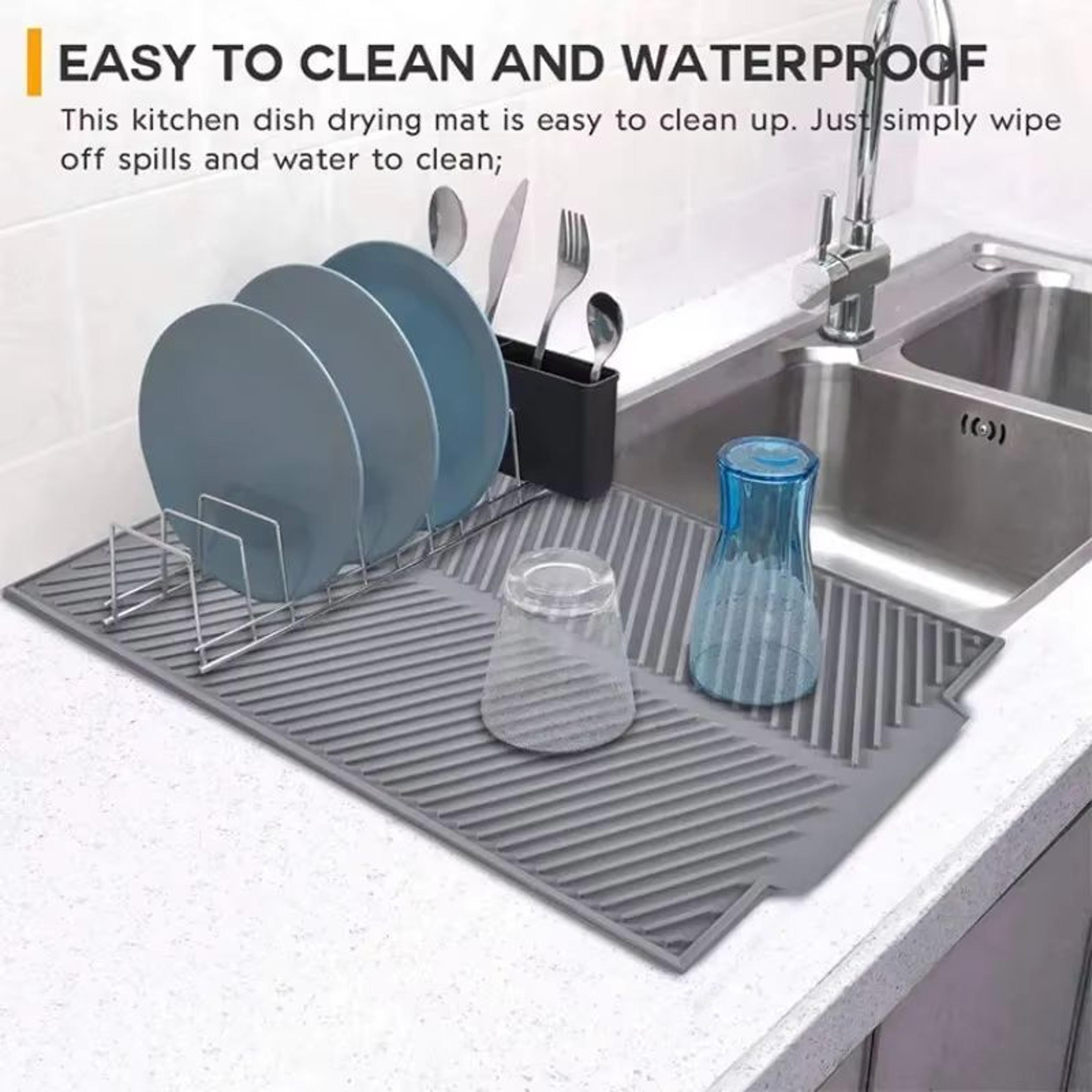 flexidry silicone drain pad – non-slip heat-resistant dish drying mat & kitchen counter protector