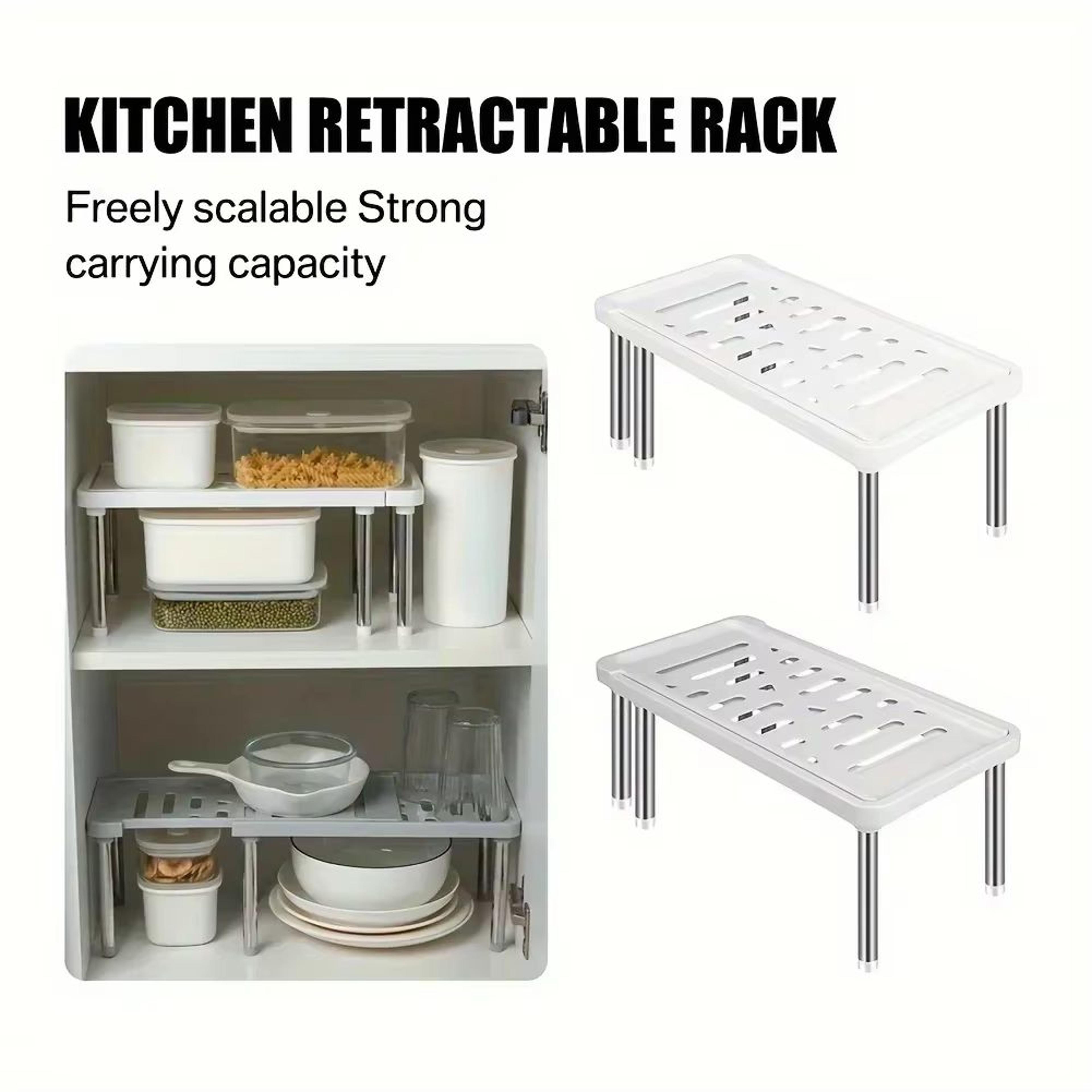 retractable kitchen shelf organizer – adjustable multifunction storage rack for spices, bottles, and household items