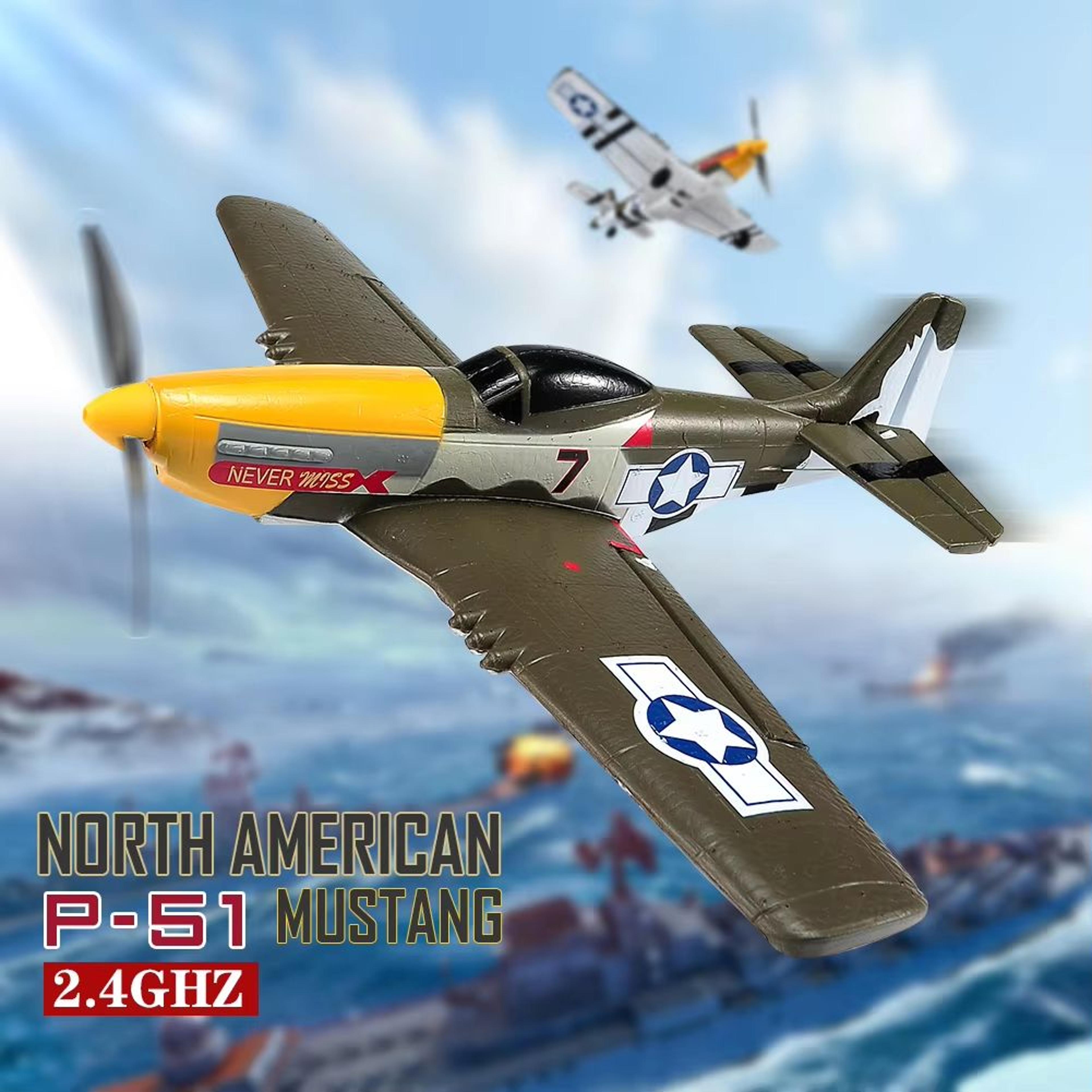 p51 mustang 2.4g 4ch rc plane – foam fighter jet with 6-axis gyro & one-key aerobatic flight