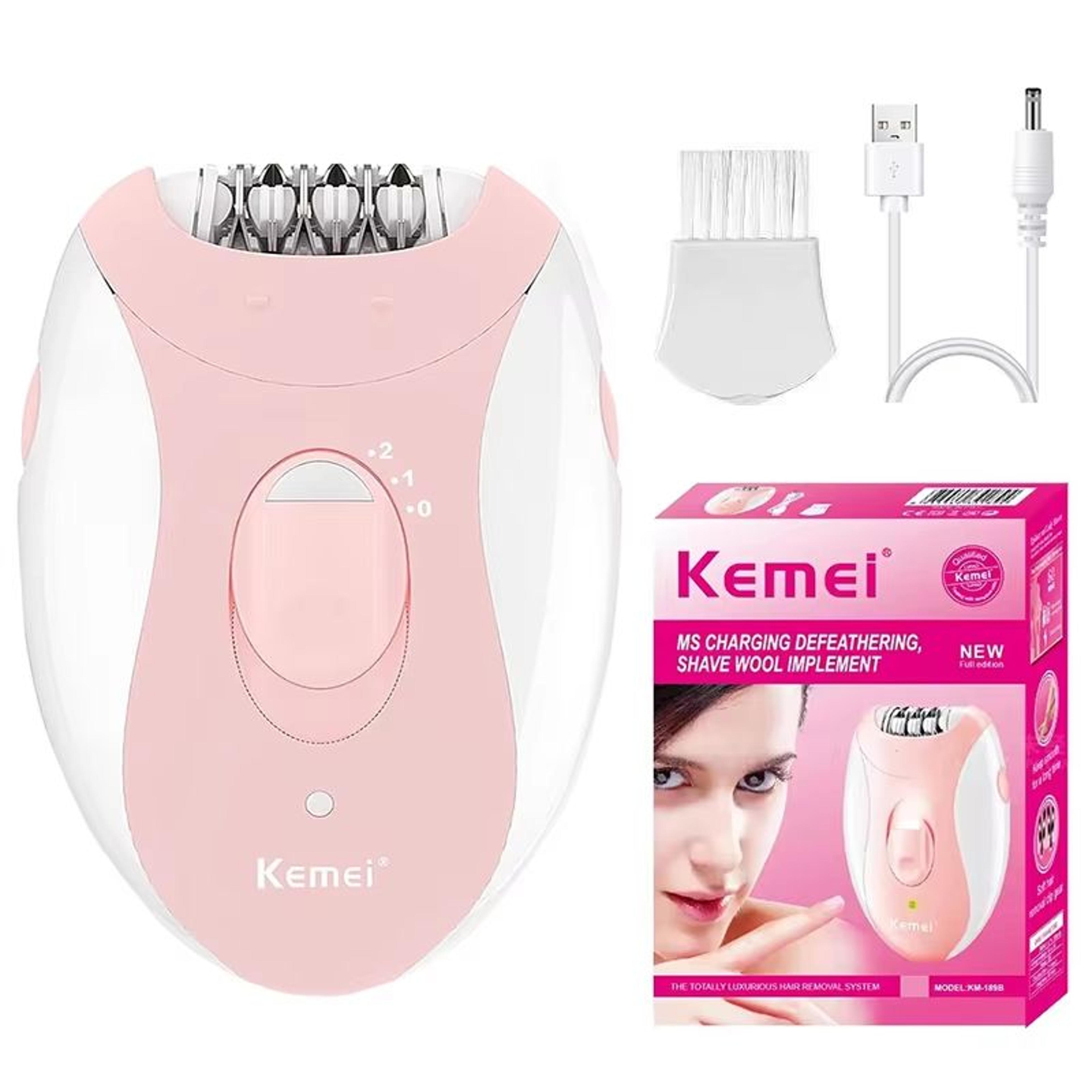 kemei rechargeable women's epilator – electric hair removal device for face, body, bikini, legs & underarms