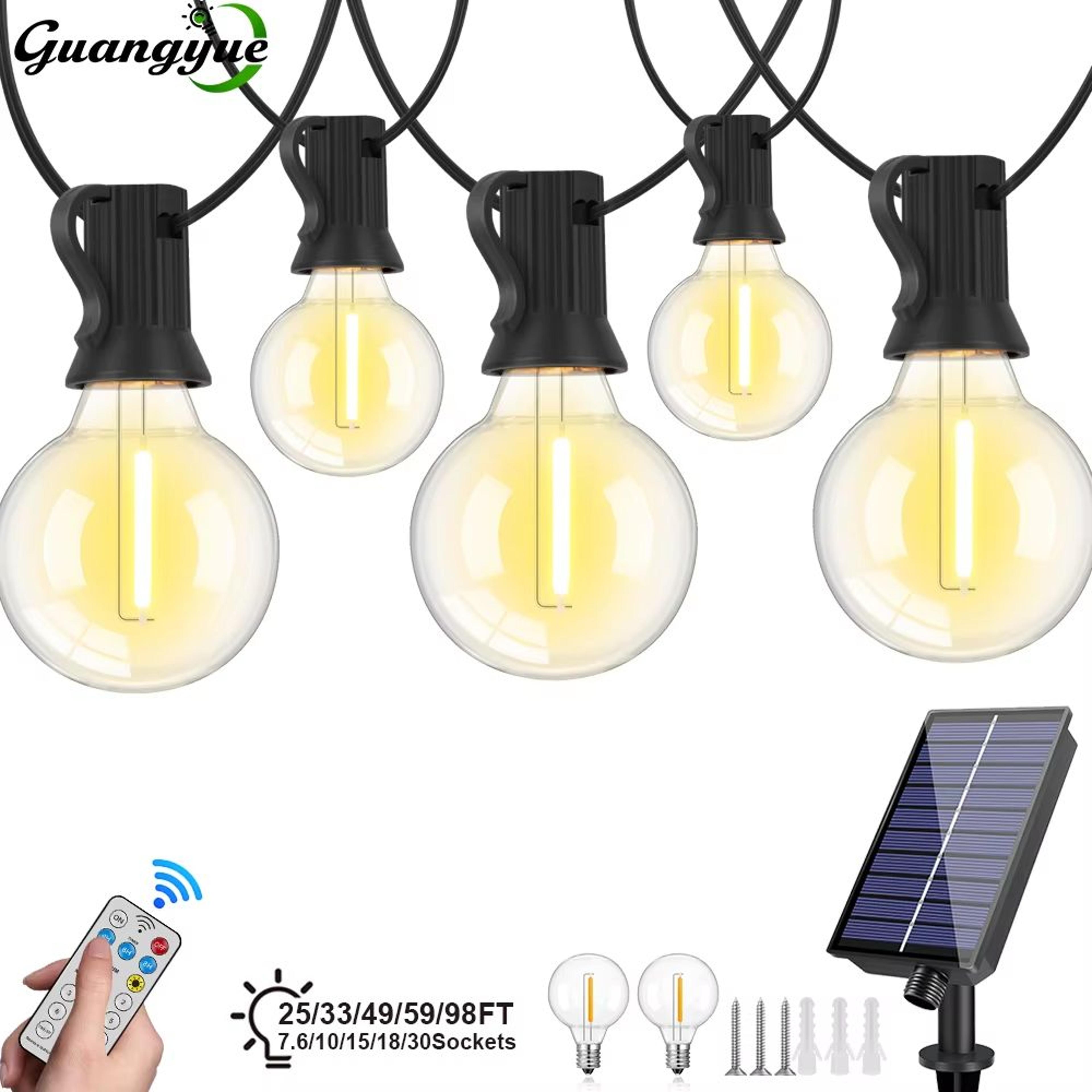 g40 solar string lights – waterproof outdoor globe lights for garden, patio, and backyard ambiance