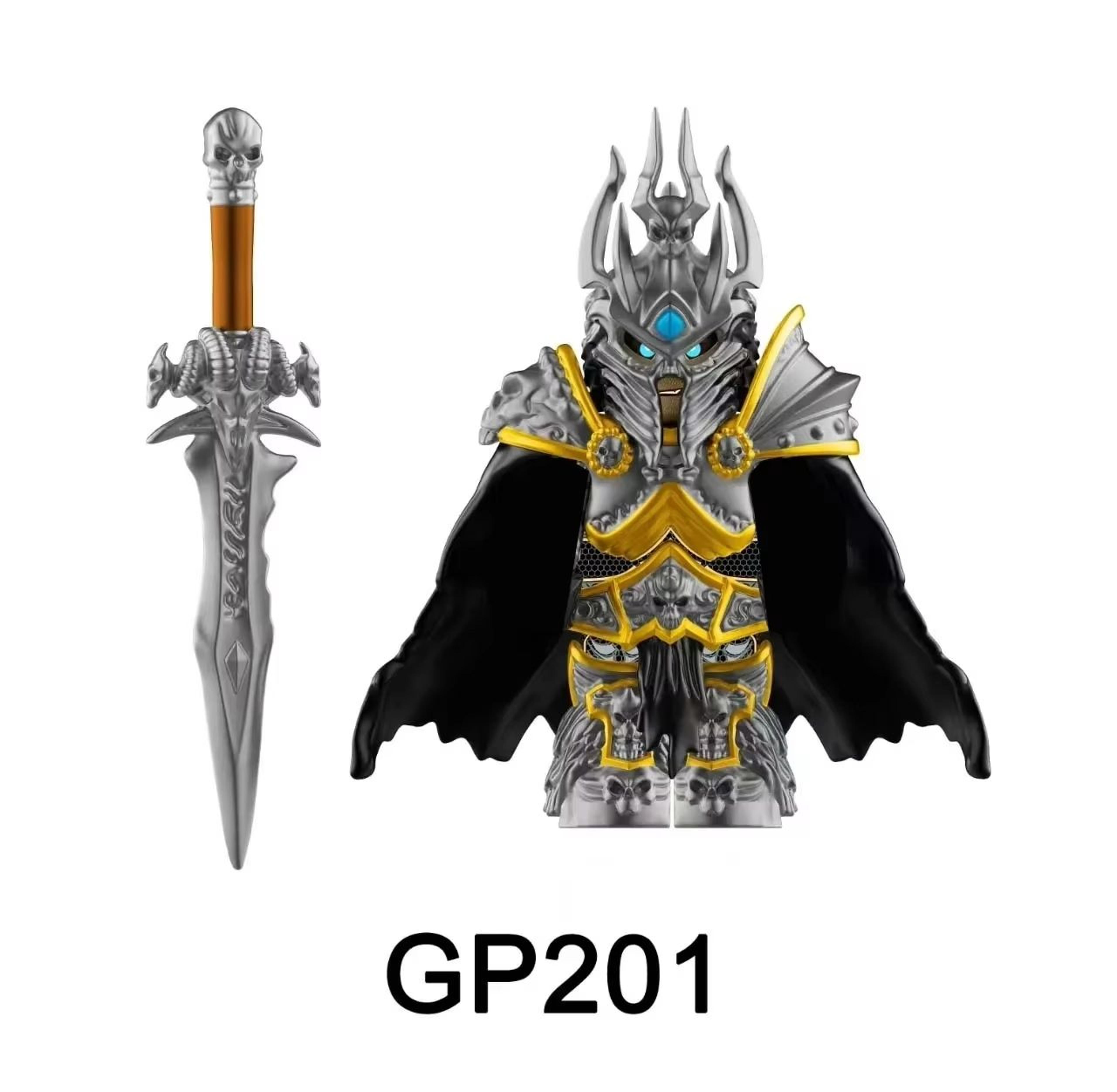 gp201 lich king medieval knights building block set – round table anime action figure collection