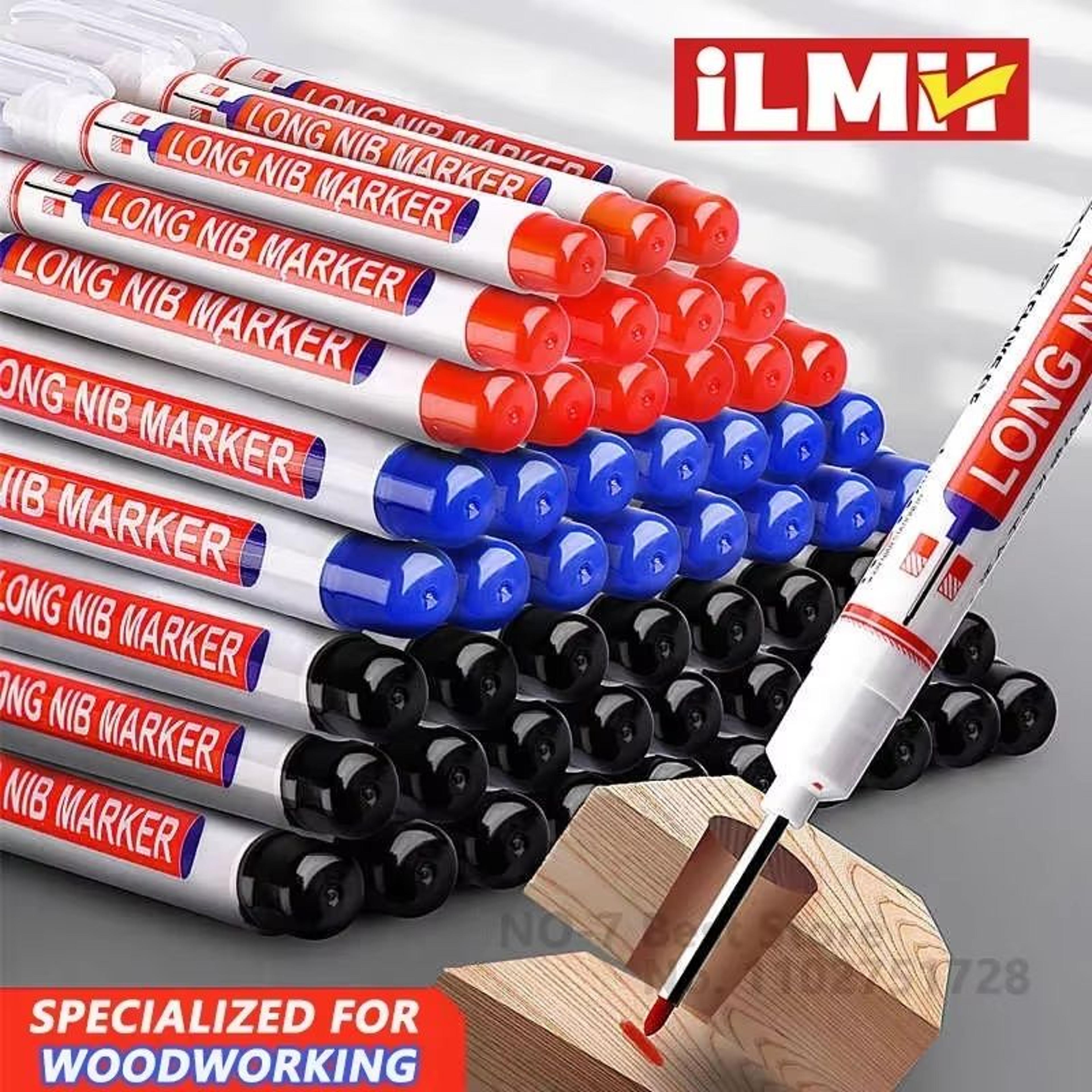 promark deep hole marker pen – 20mm long nib waterproof industrial marking tool for wood, metal & construction