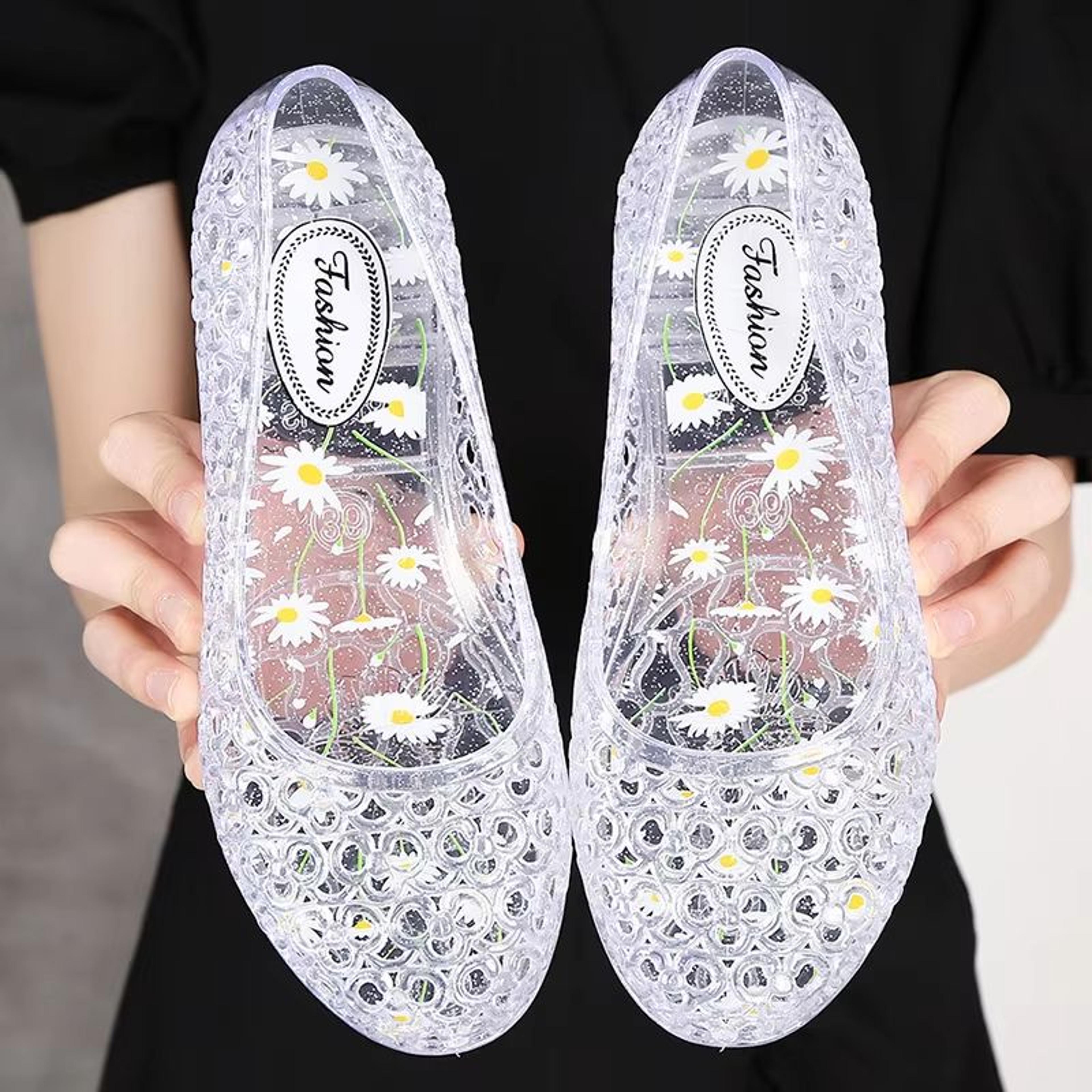 crystalwave women's sequin jelly sandals – lightweight flat beach shoes for everyday comfort