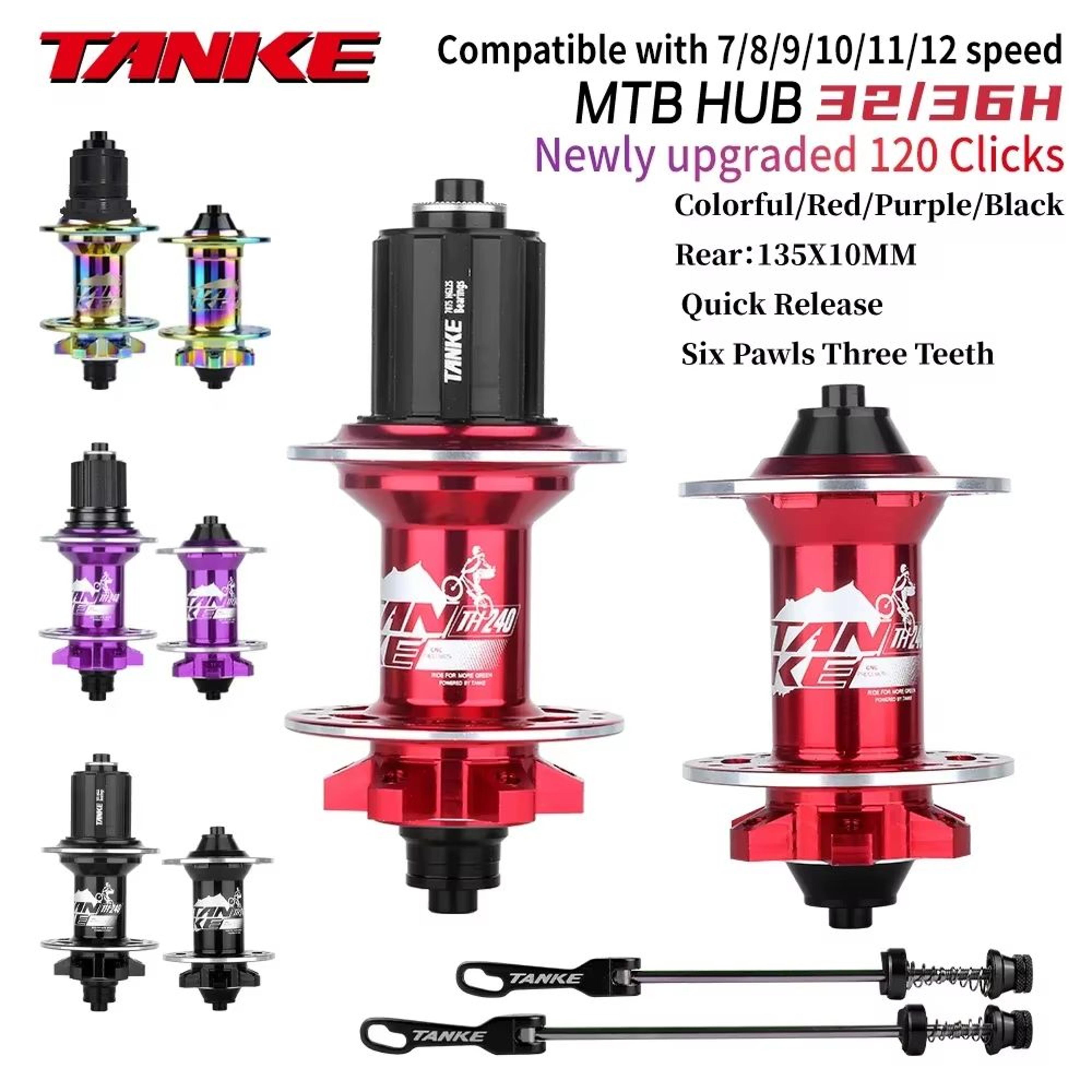 universal tanke 120 click hub – front/rear 32-/36-hole disc brake mtb hub for 8-12 speed