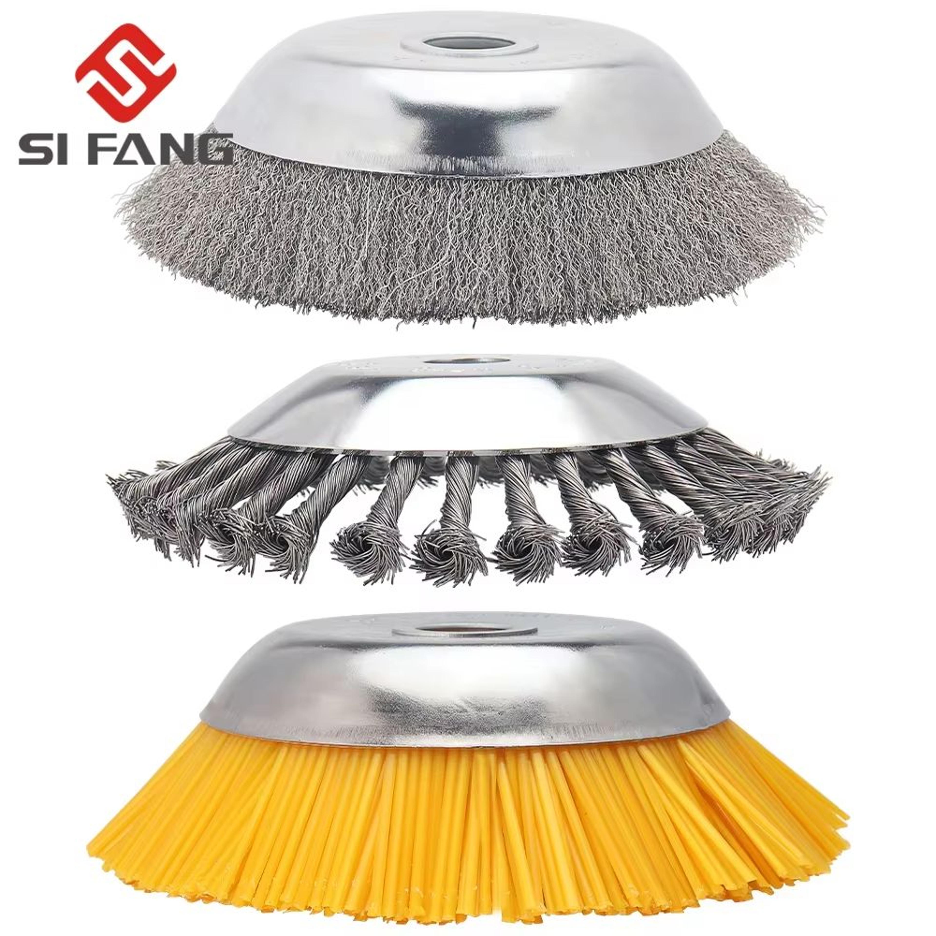heavy-duty rotary weed brush – 6/8 inch steel wire wheel for landscaping & garden maintenance