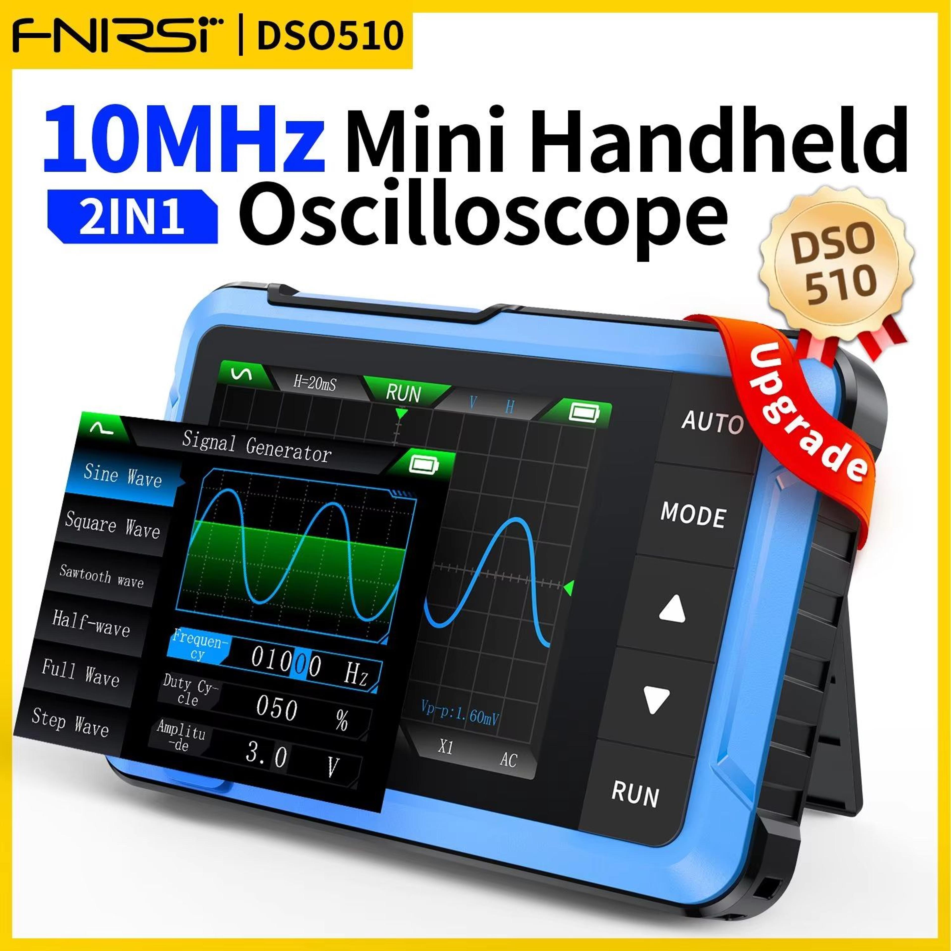 fnirsi dso510/152/153 mini digital oscilloscope – portable 2-in-1 electronic repair tool with 48ms/s sampling & 10mhz ba