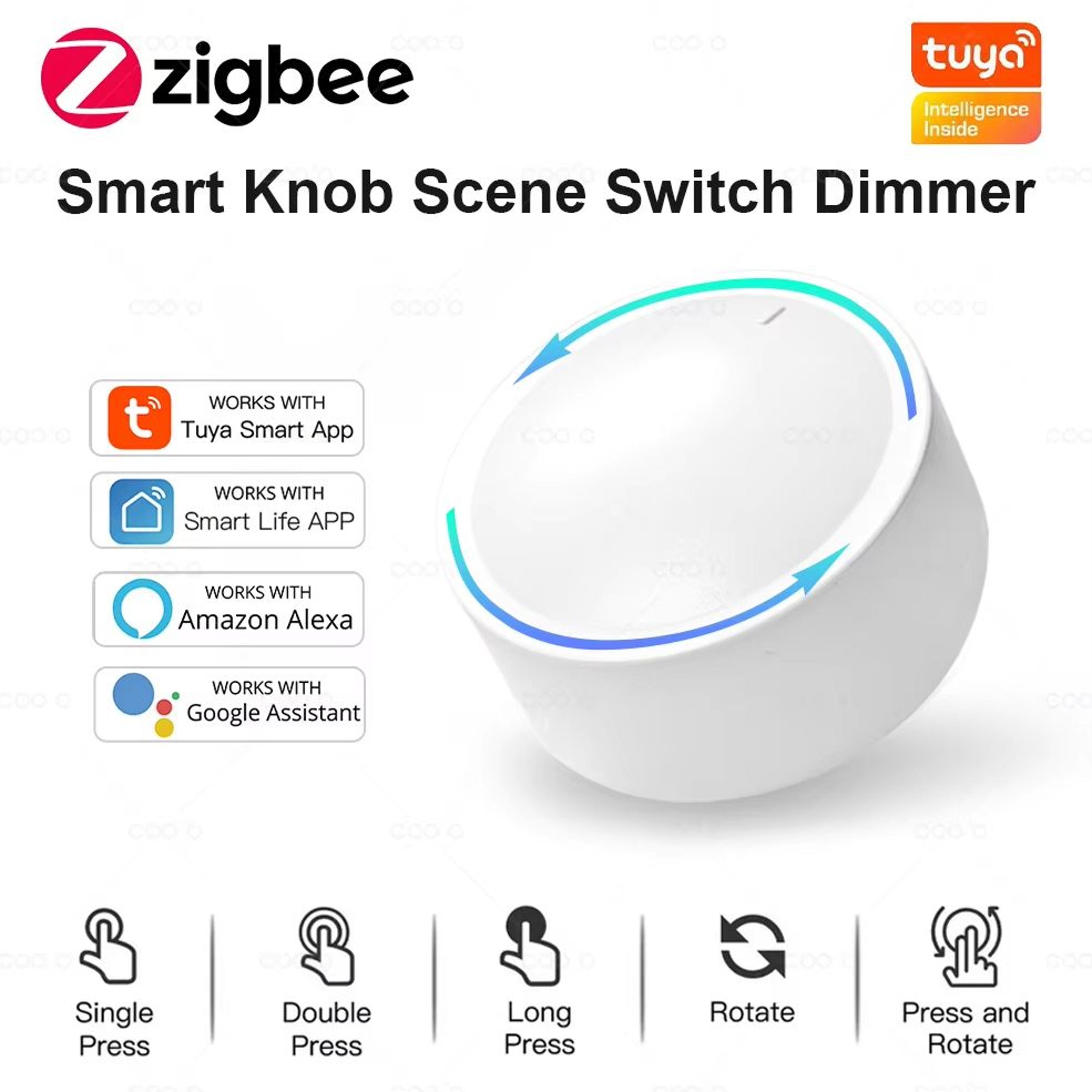 tuya zigbee smart knob switch rotatable dimmer for home automation