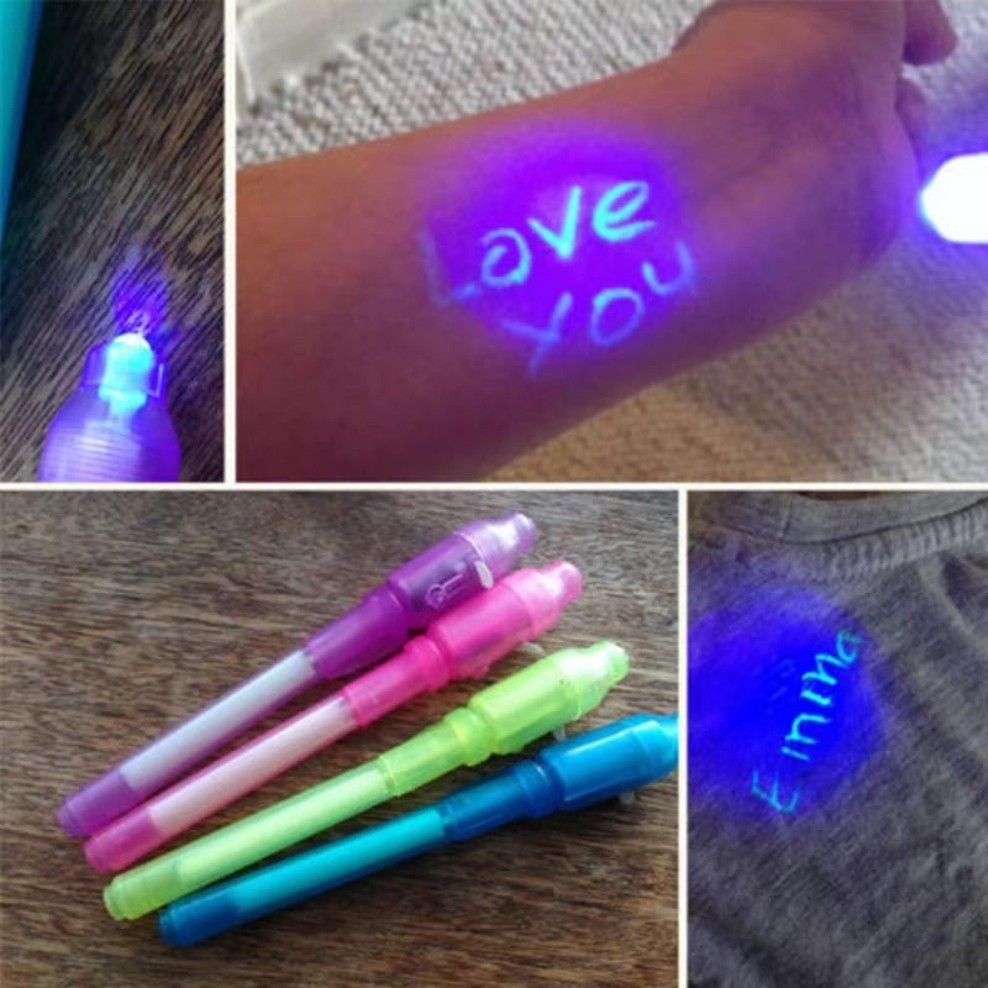 4pcs luminous magic uv light pens – invisible ink drawing & learning set for kids