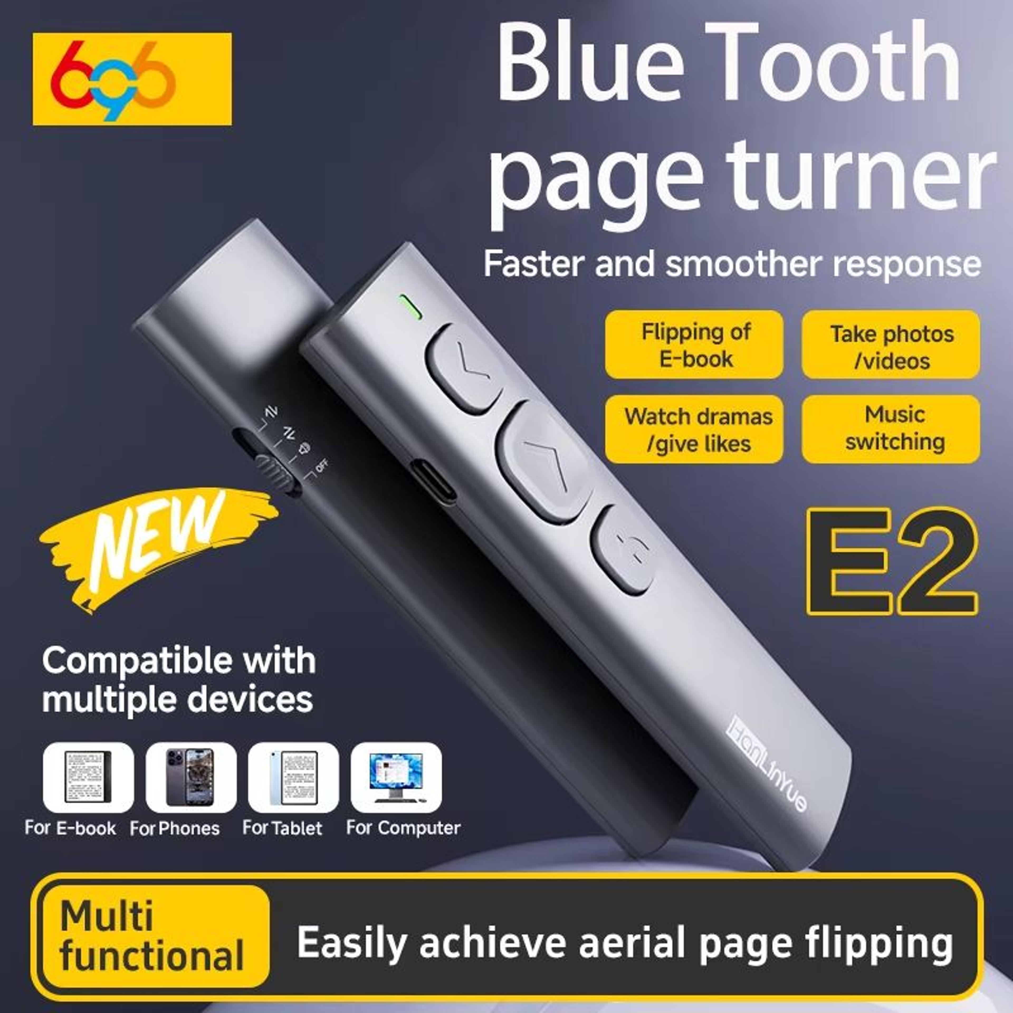 wireless bluetooth page turner & media control pen – remote for e-book reader, camera, music, and short video swipe