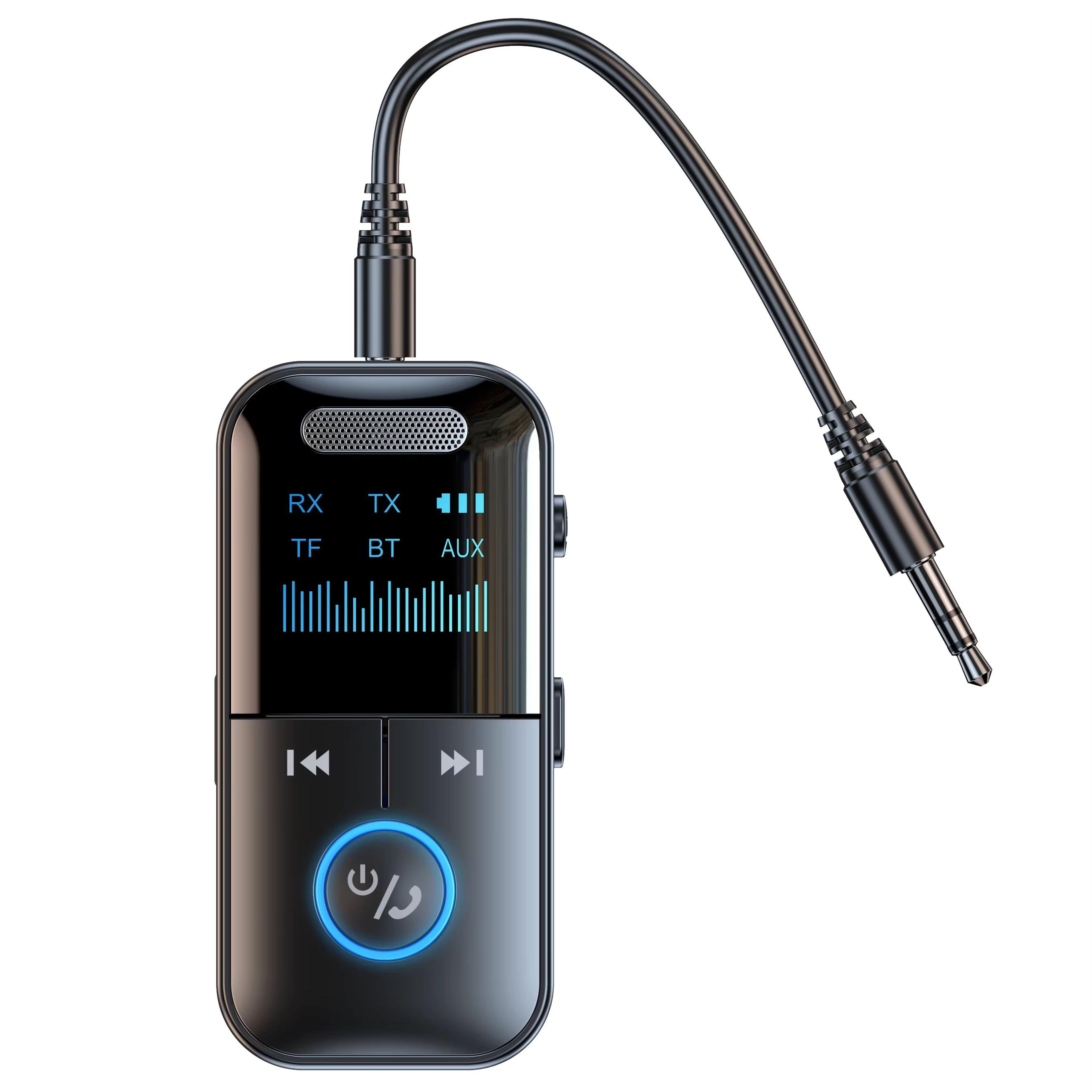 bluetooth 5.4 3.5 mm aux audio transmitter/receiver – led display wireless adapter for car & home stereo