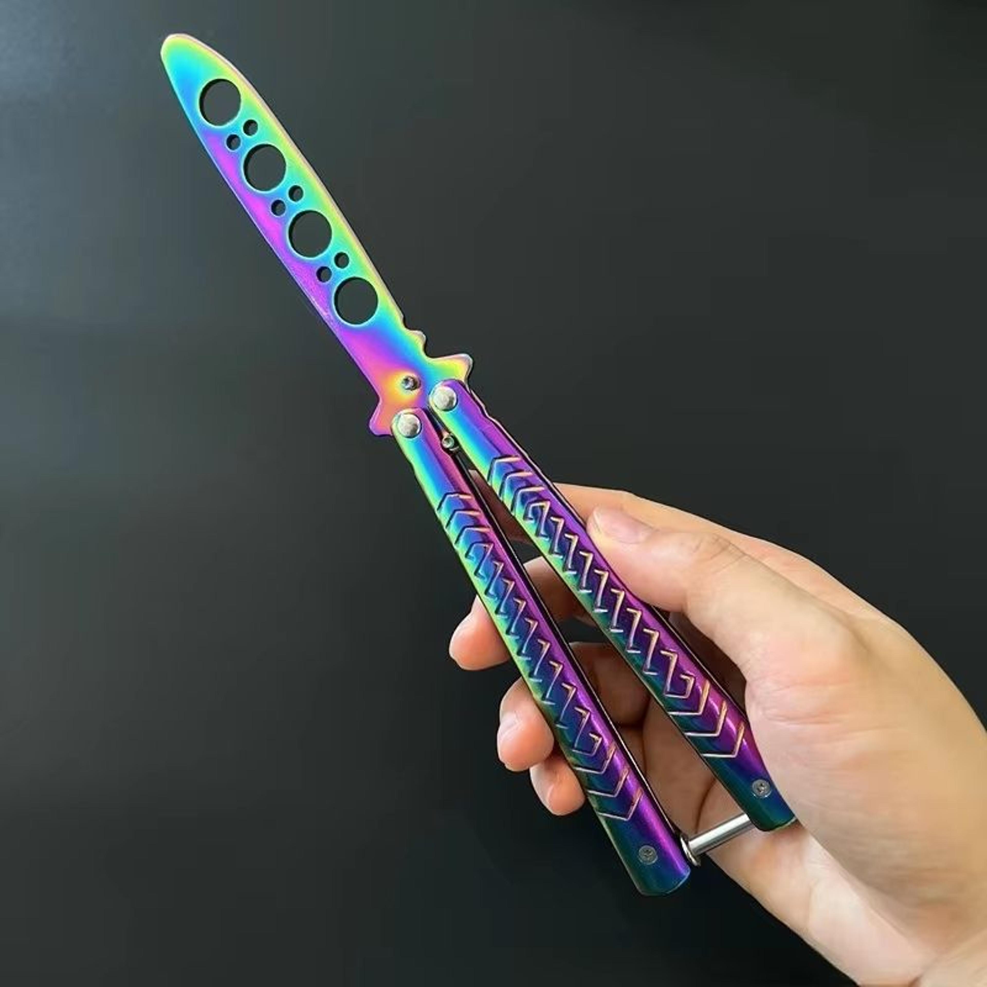 csgo-style butterfly comb - foldable stainless steel practice toy (beginner balisong trainer)