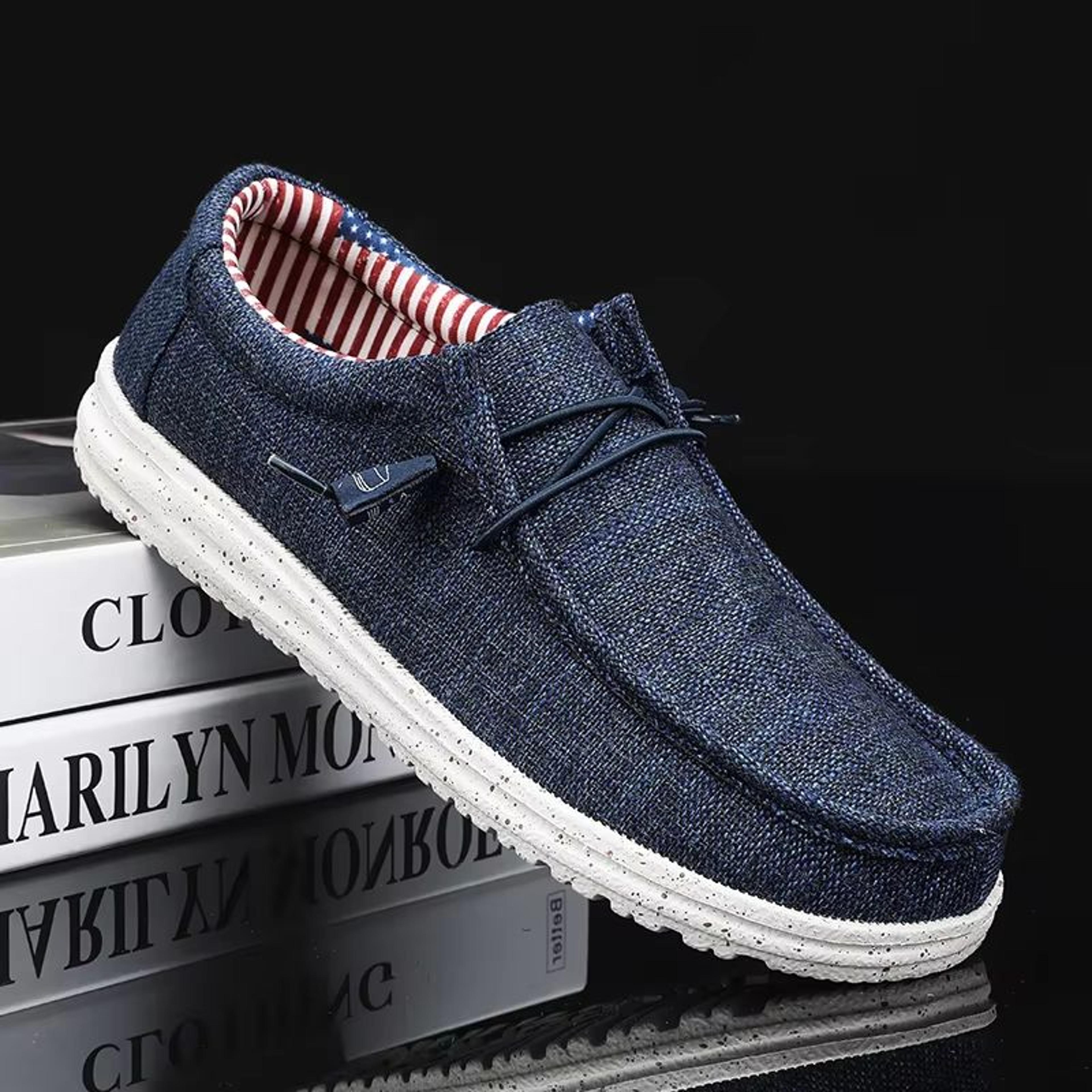 everyday comfort canvas slip-on loafers – men's casual moccasins with non-slip walking sole