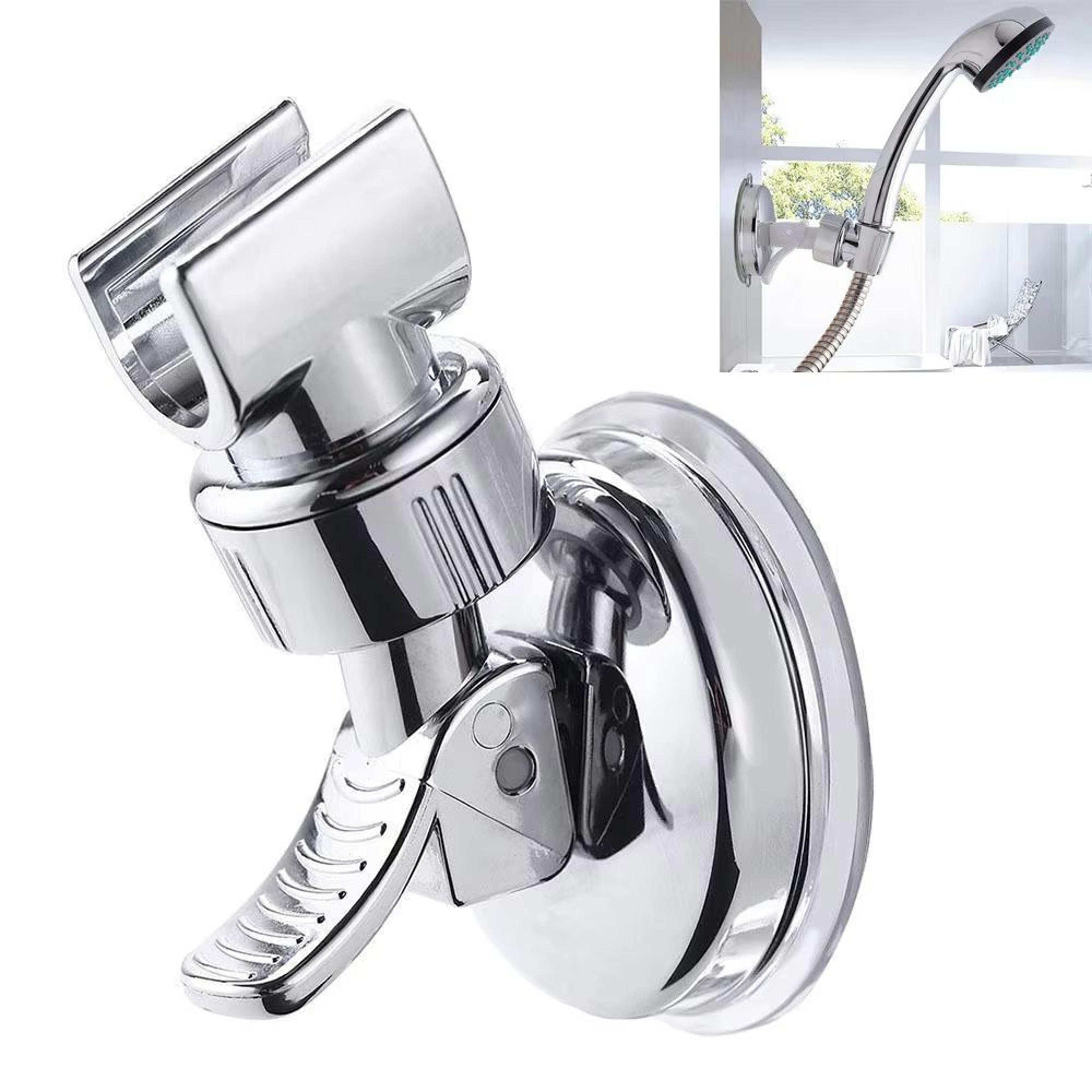 adjustable wall-mount suction cup shower head holder – no drills, strong vacuum grip for handheld showers