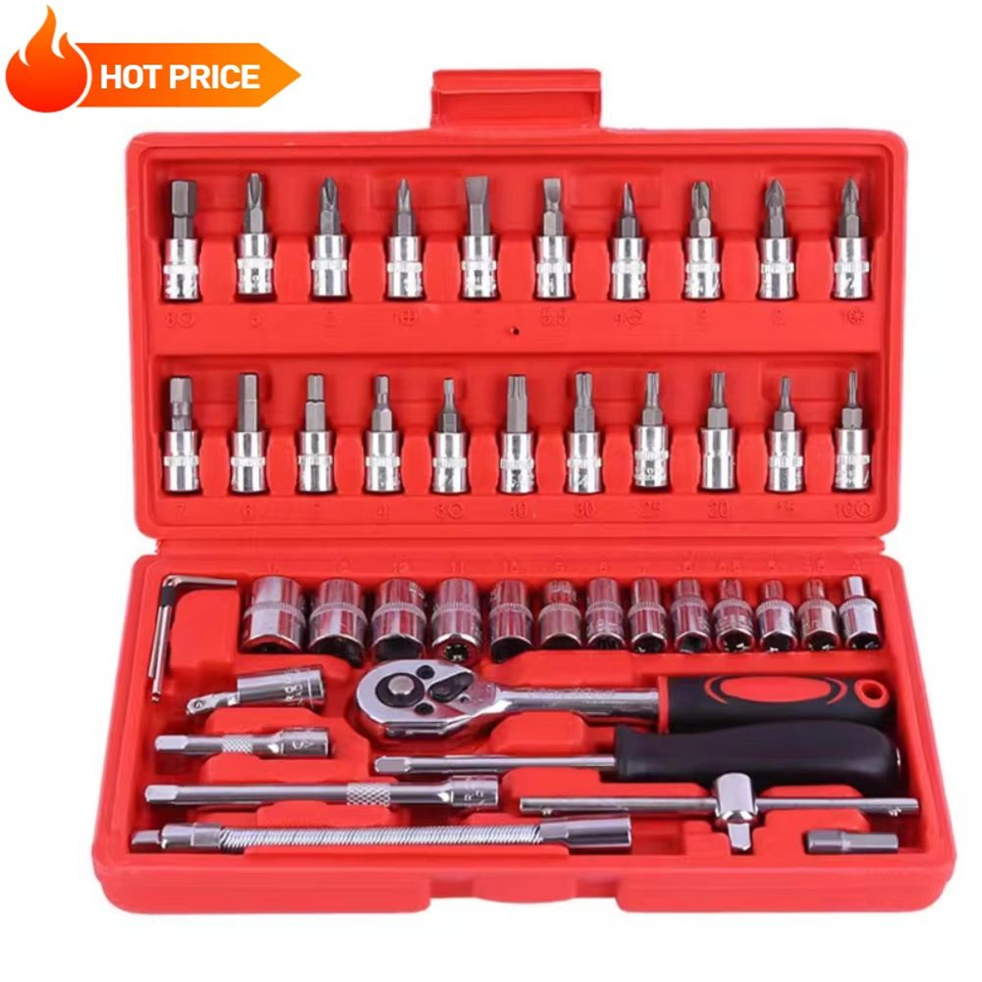 promaster 46-piece socket wrench & ratchet tool kit – complete diy and auto repair set