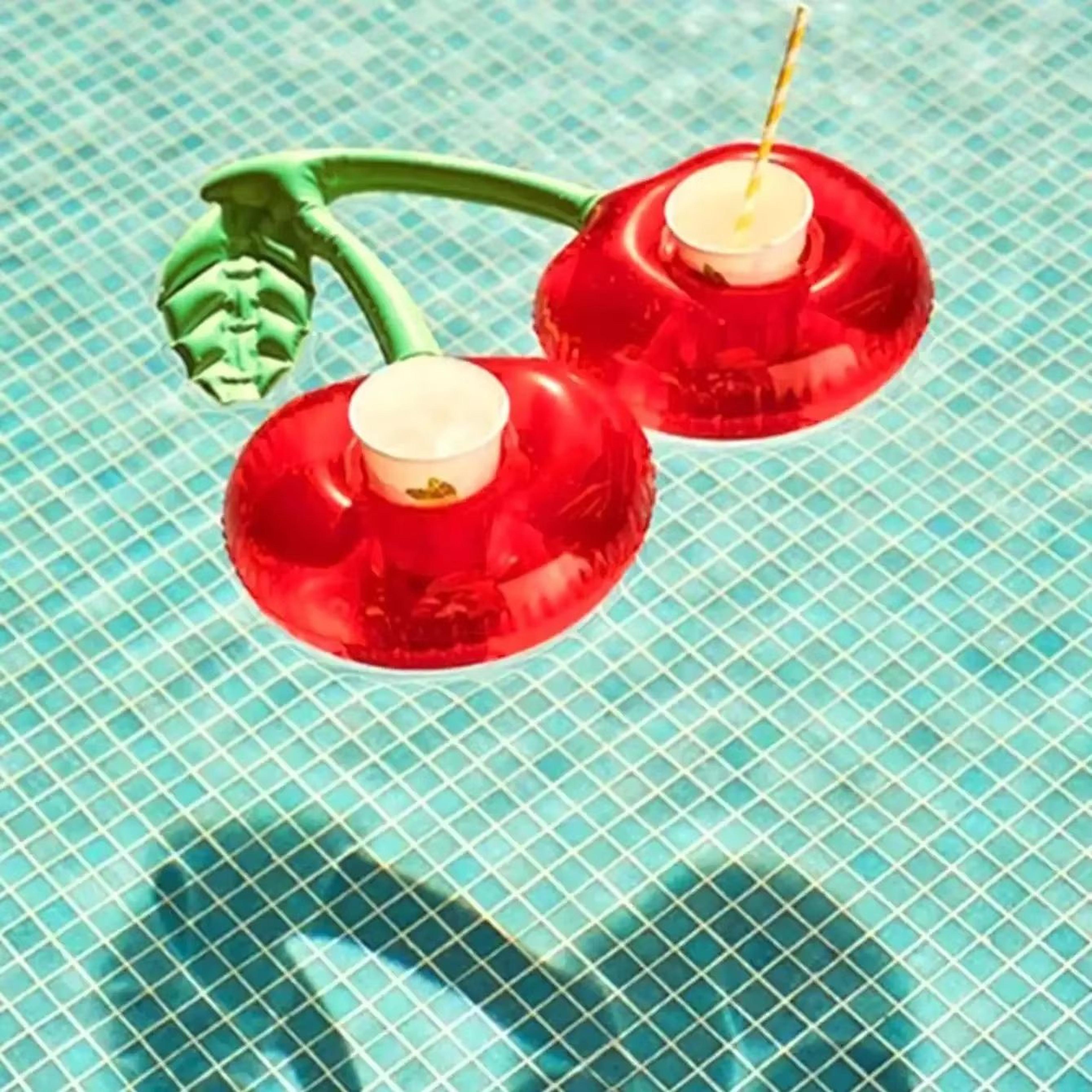 inflatable cherry drink holder – fun floating pool cup holder for drinks, perfect pool party accessory