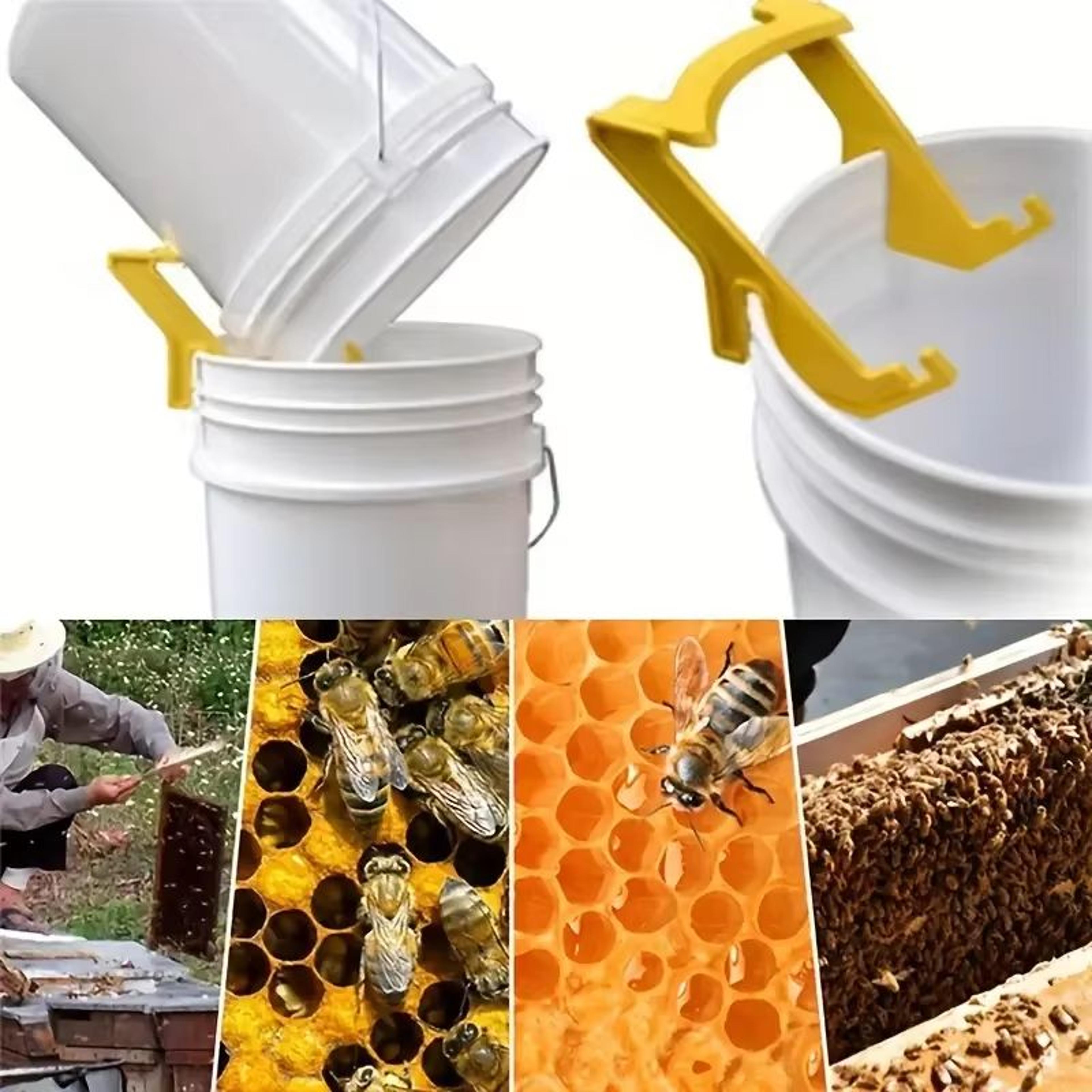 yellow plastic honey bucket holder – stable stand for beekeeping extraction