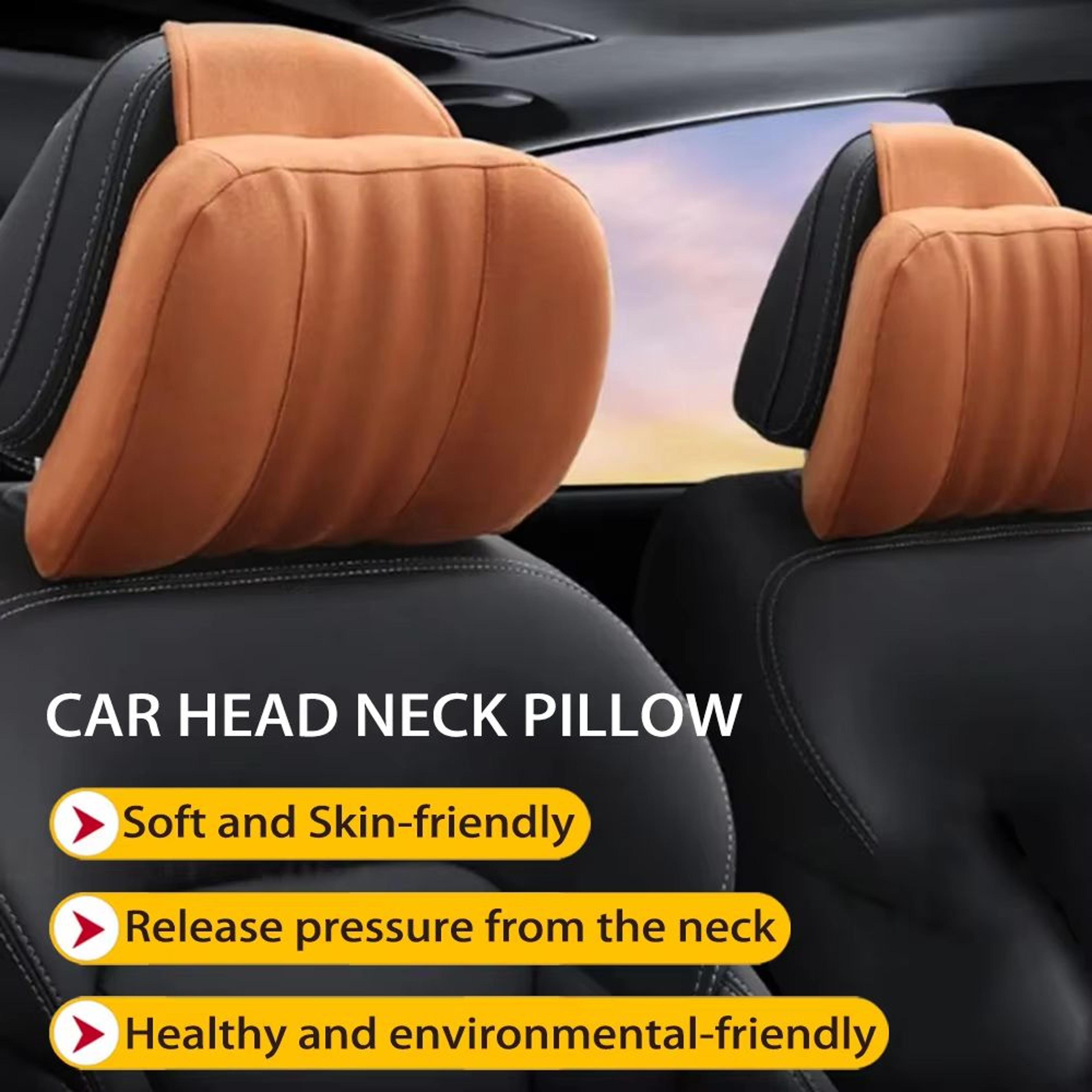 suede memory-foam car headrest pillow & neck support cushion