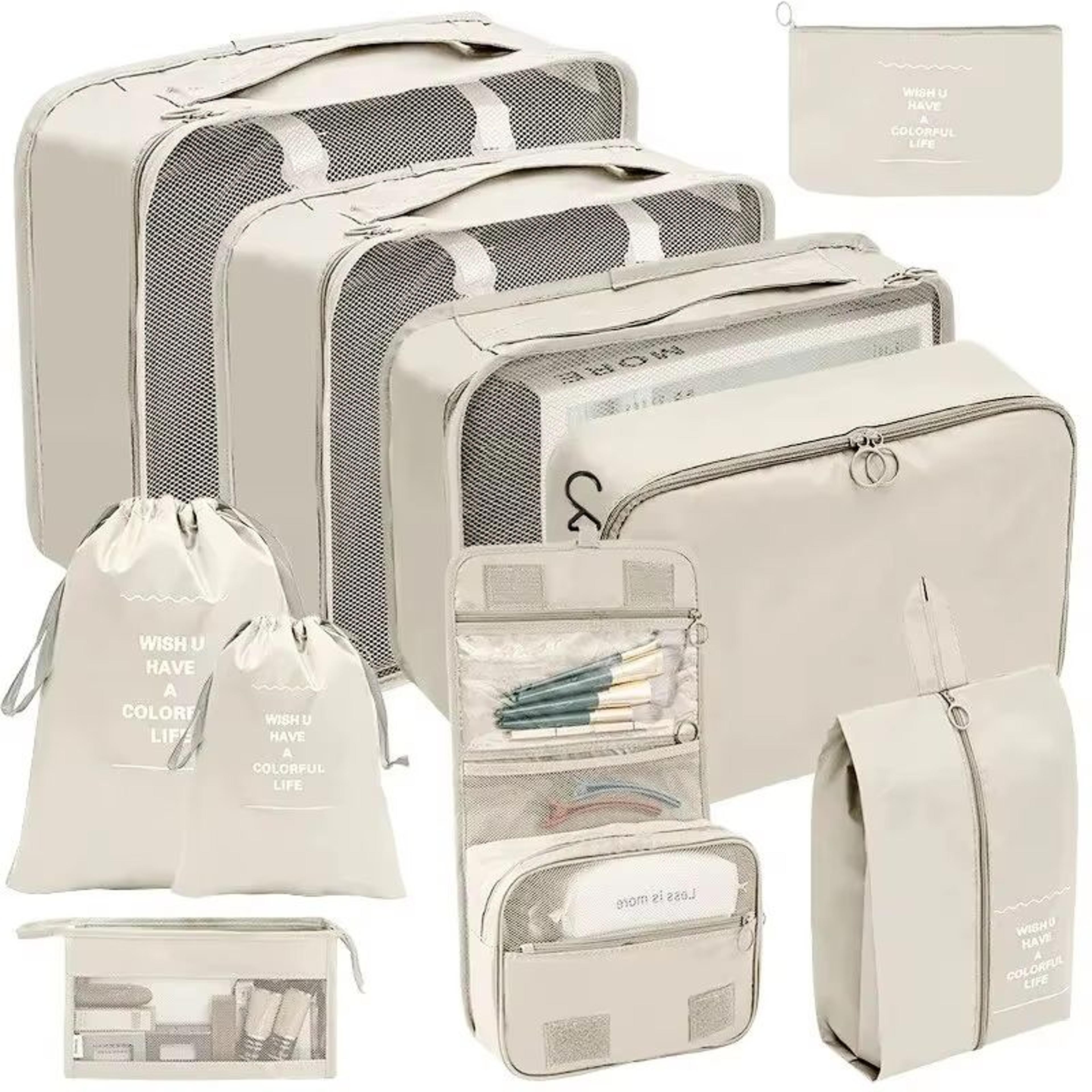 complete travel packing cube set (7-10 pieces) - luggage organizer for clothes, shoes & accessories