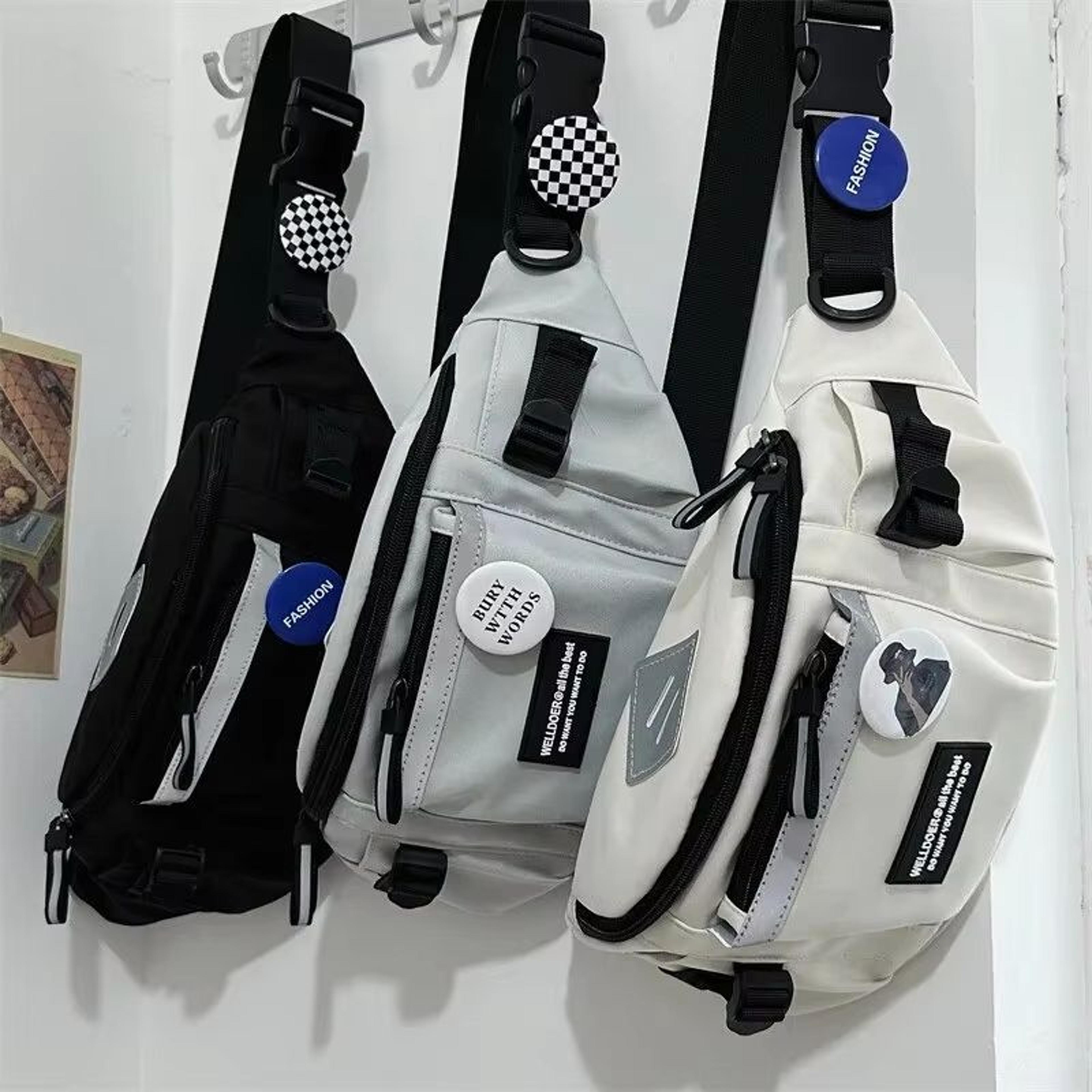 urban glow reflective harajuku chest bag – unisex crossbody / waist pack