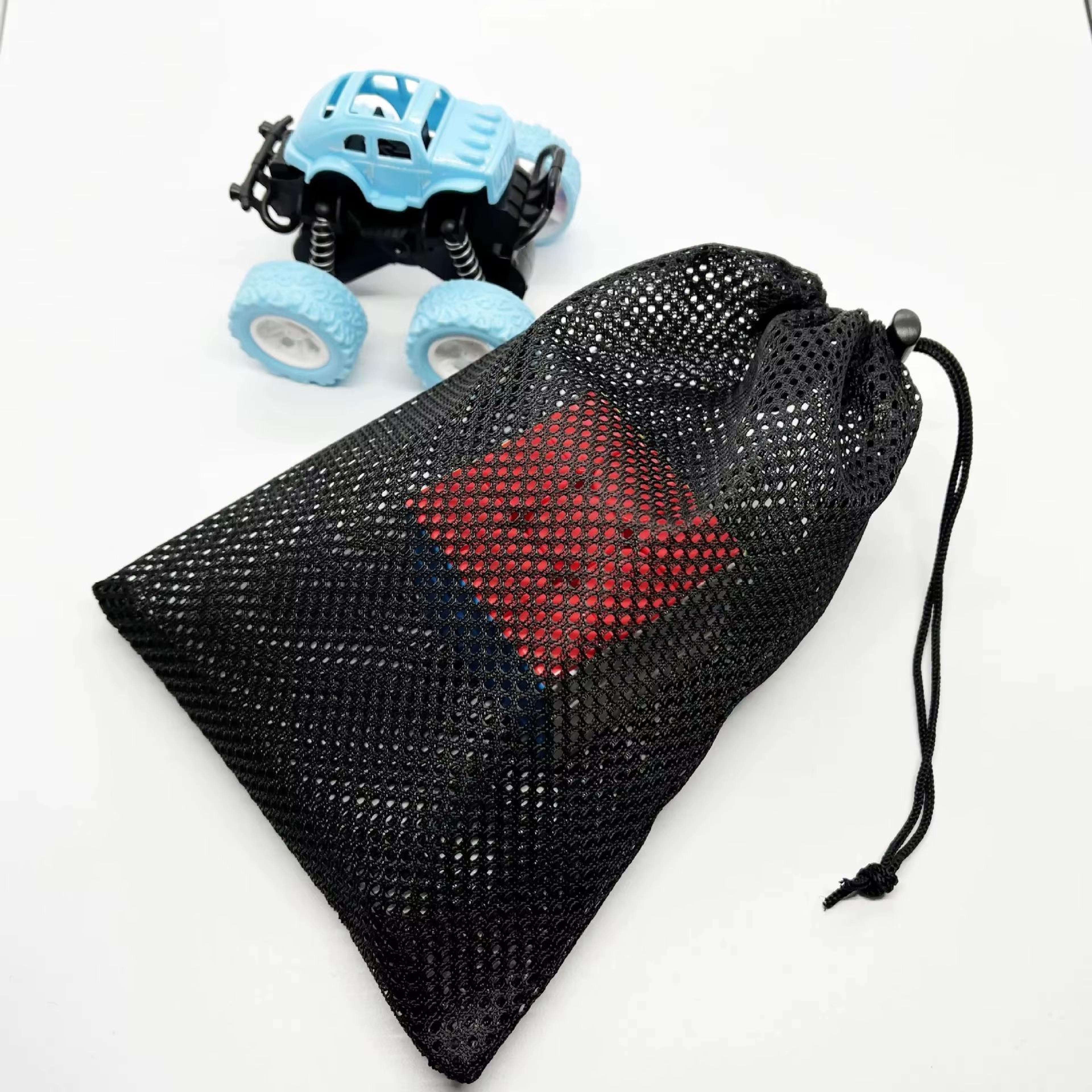 versamesh drawstring storage bag – black polyester mesh organizer pouch