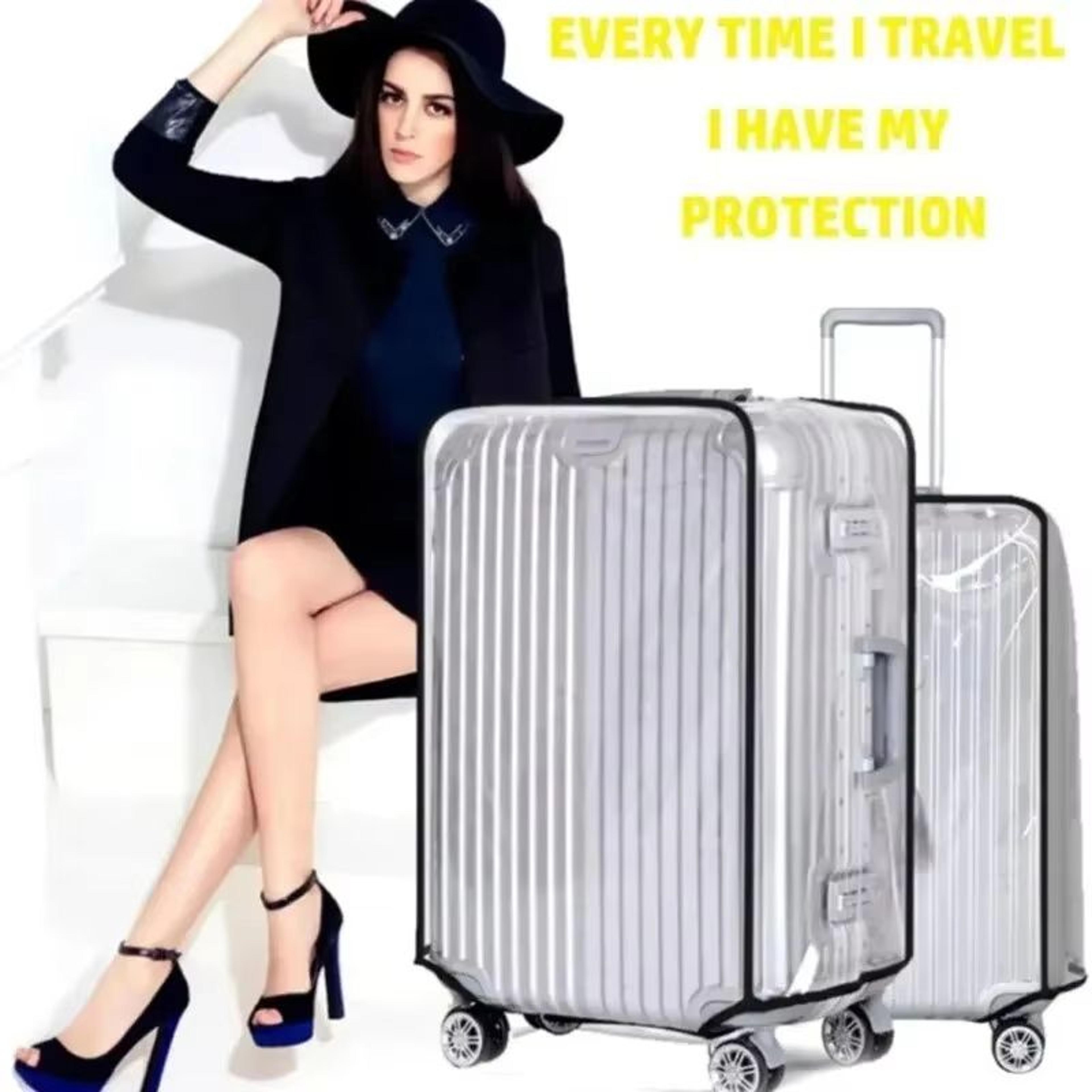clearguard full-transparent waterproof suitcase cover (durable pvc travel luggage protector)