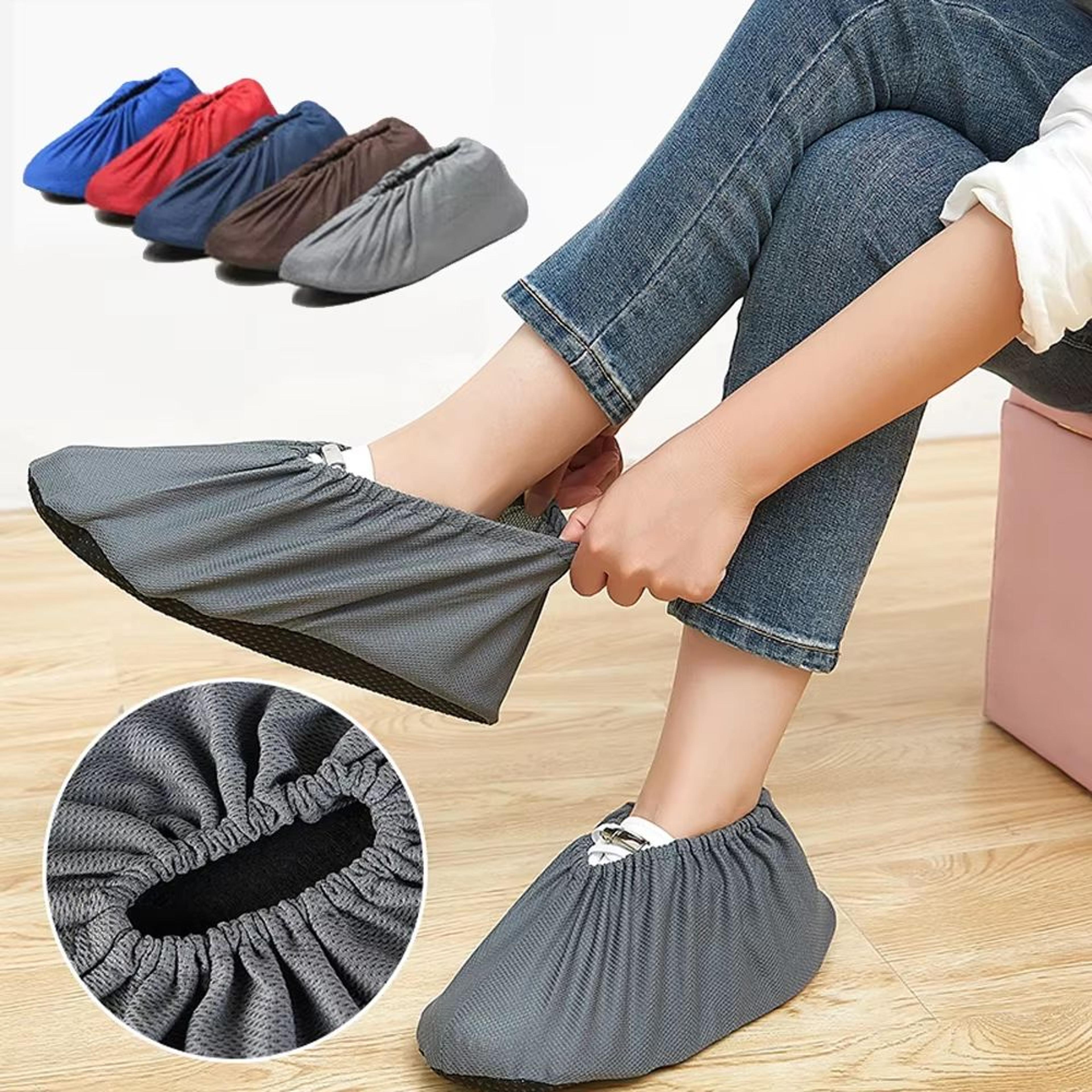 reusable thick non-slip shoe covers – washable indoor/outdoor overshoes for carpet & floor protection