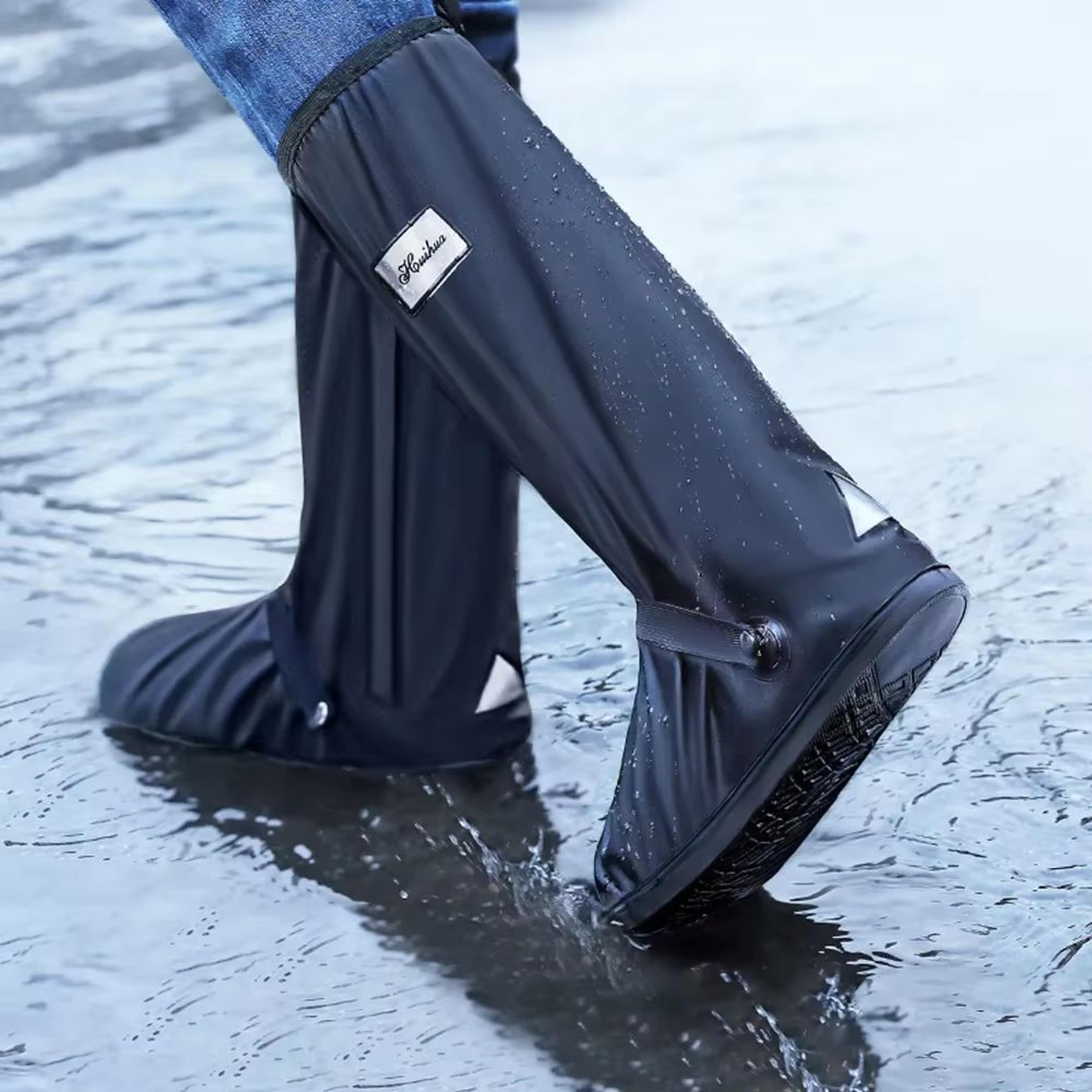 thickened high-tube waterproof rain boot covers – reusable motorcycle & cycling outdoor non-slip overshoes