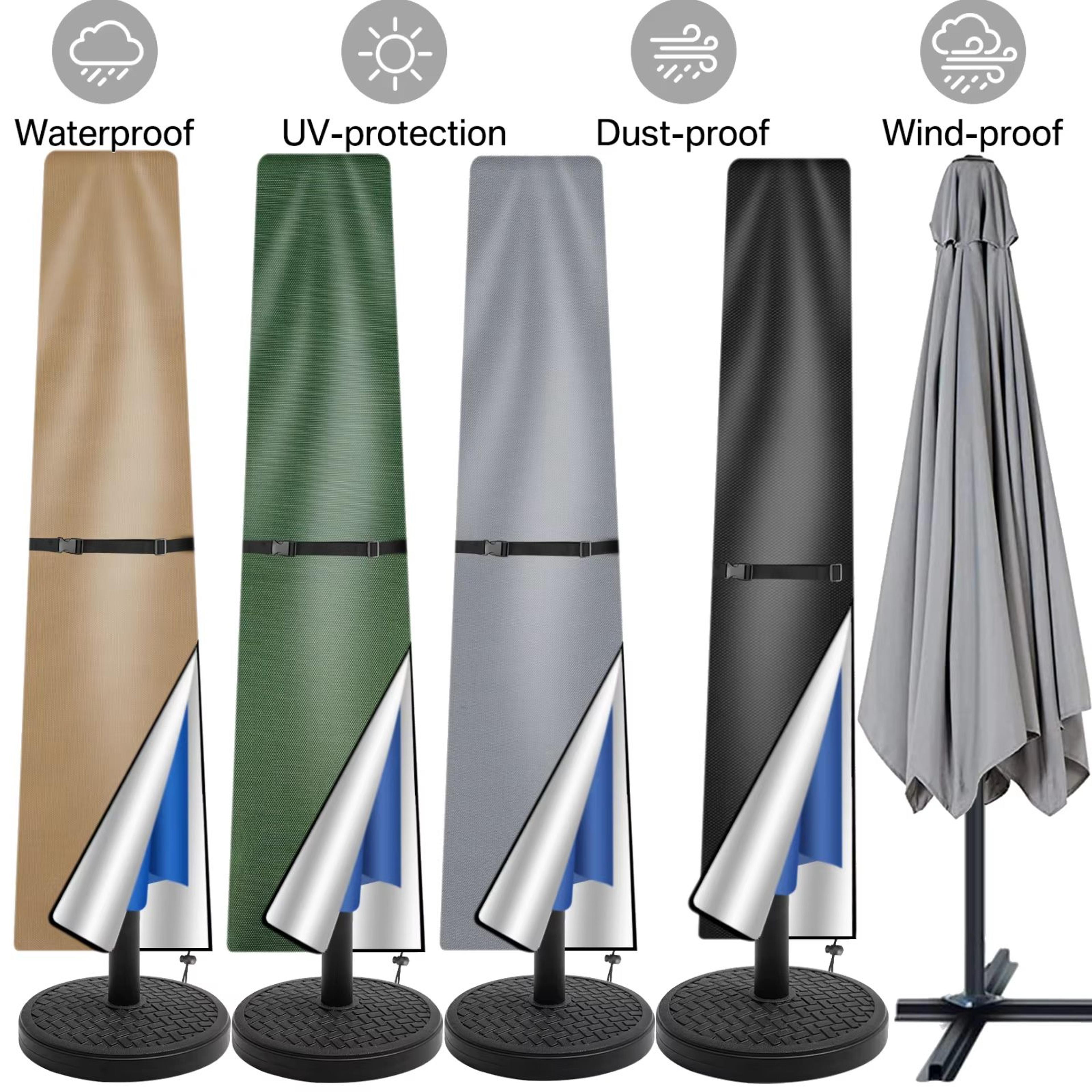 oxford cloth waterproof parasol cover – windproof & uv-resistant outdoor umbrella cover with zipper & pole