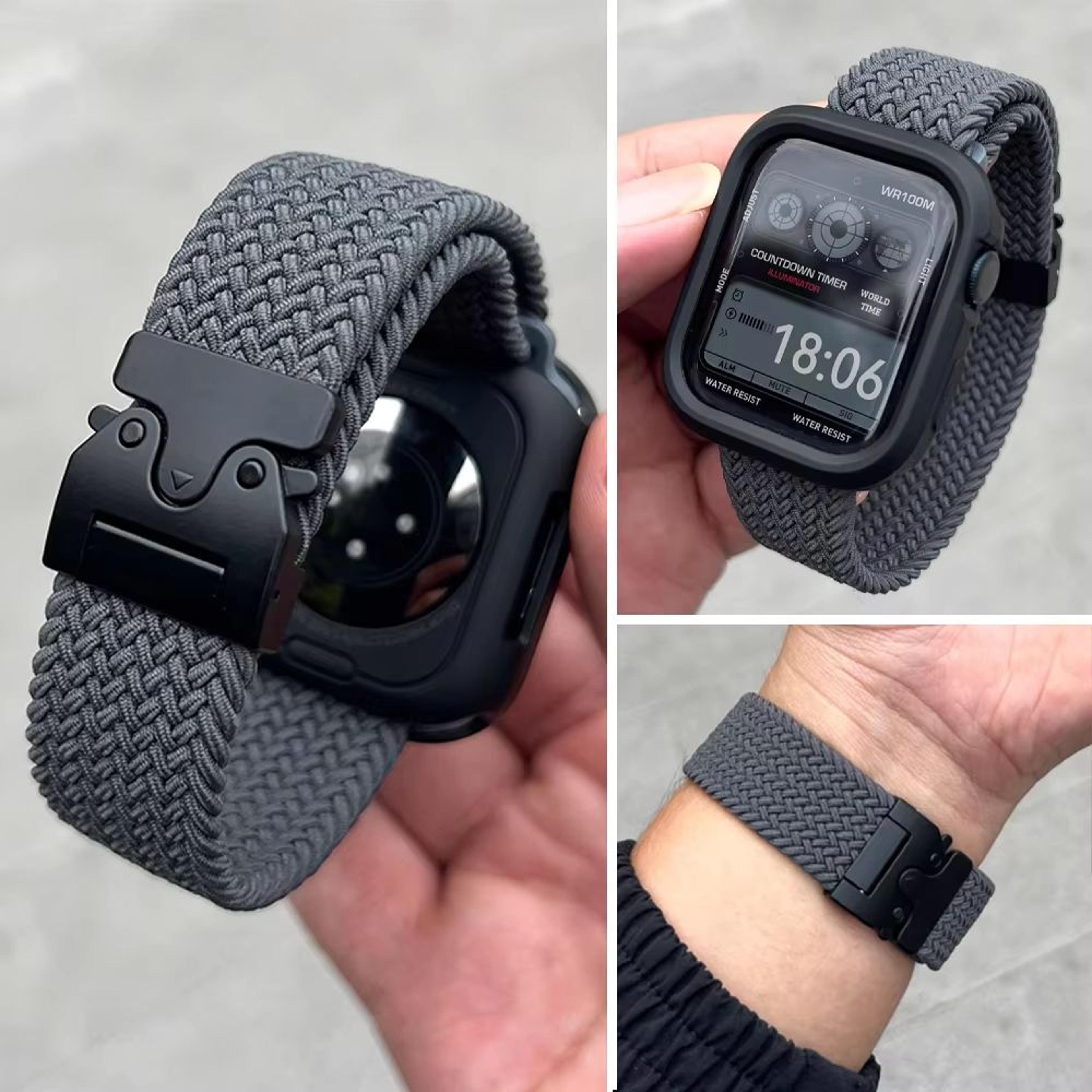 paracord pro-link braided parachute strap – universal fit for apple watch (41-49 mm)