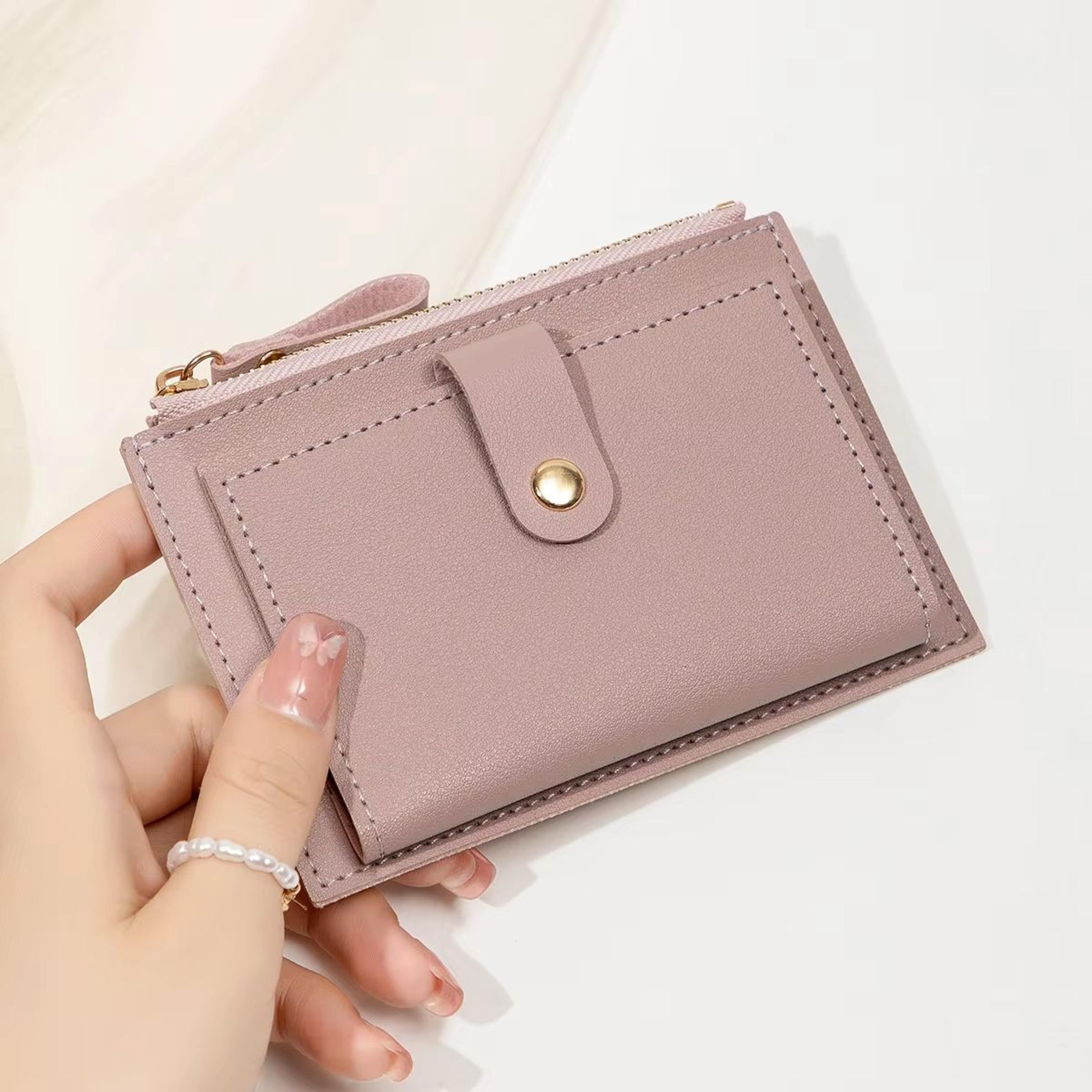 slimstyle minimalist short card bag – ultra-thin mini pu leather wallet for women