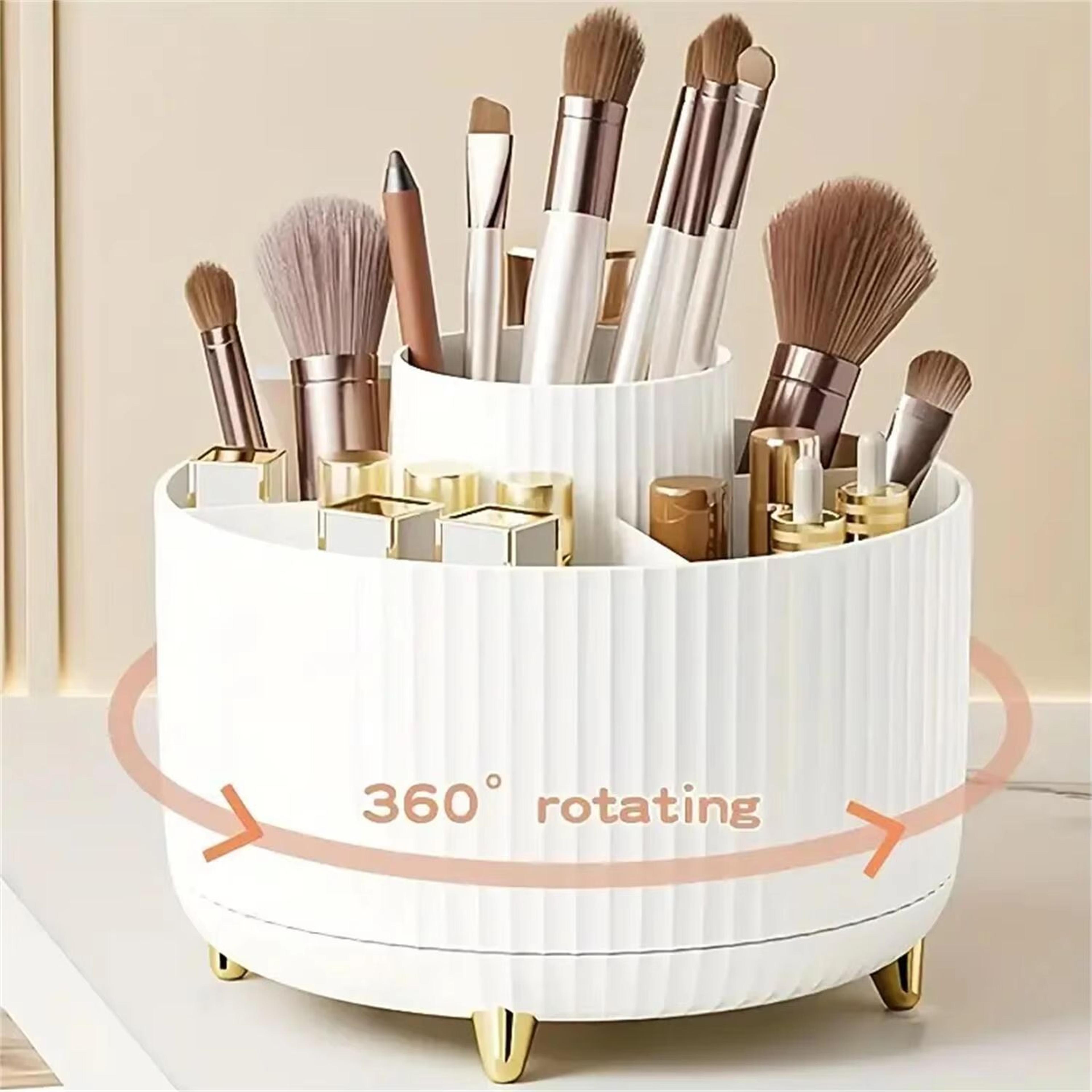 rotaro360 makeup organizer – 1 pc plastic cosmetic storage with 5 compartments & 360° rotation
