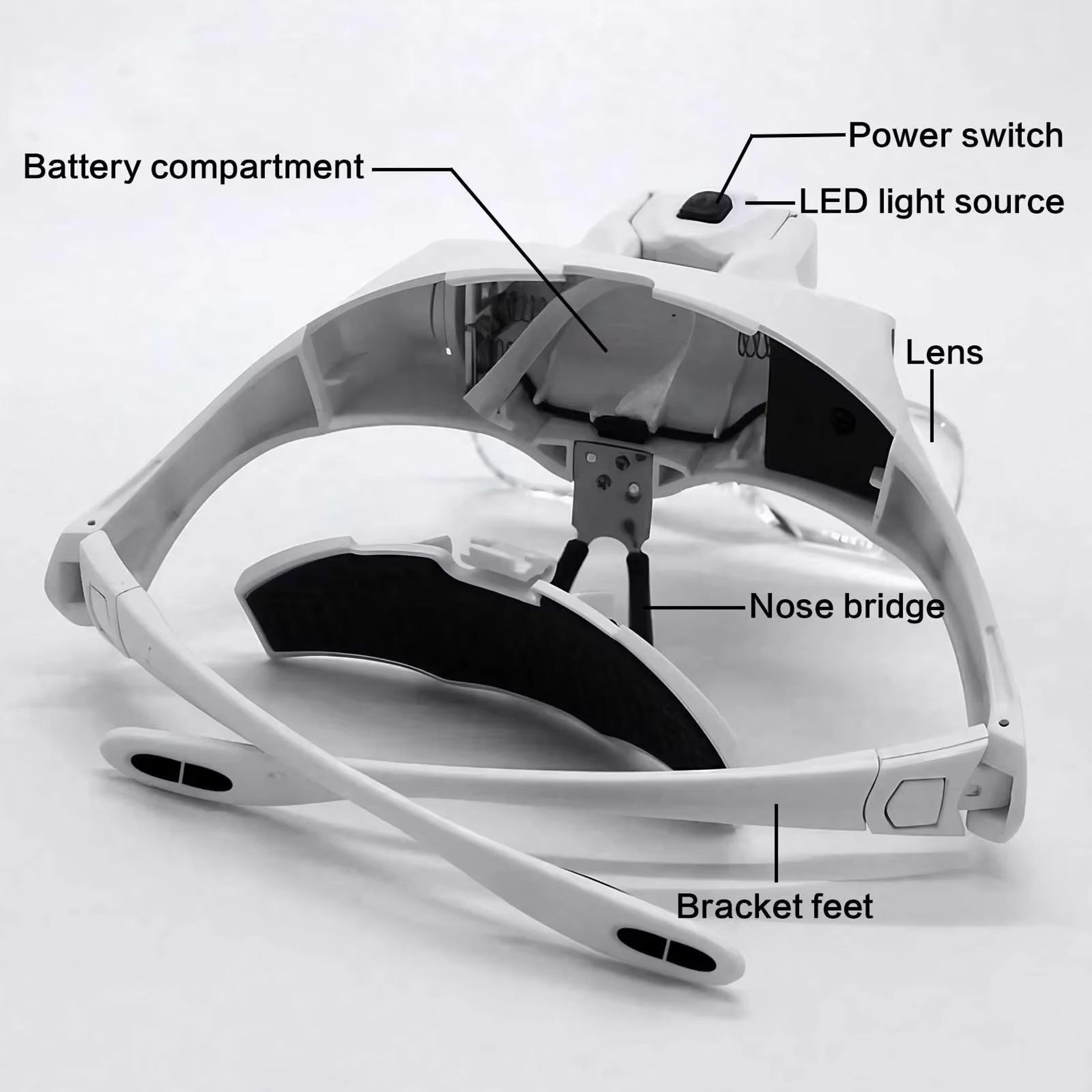 headband led magnifying loupe – jeweler's precision glasses with optical lens & built-in light