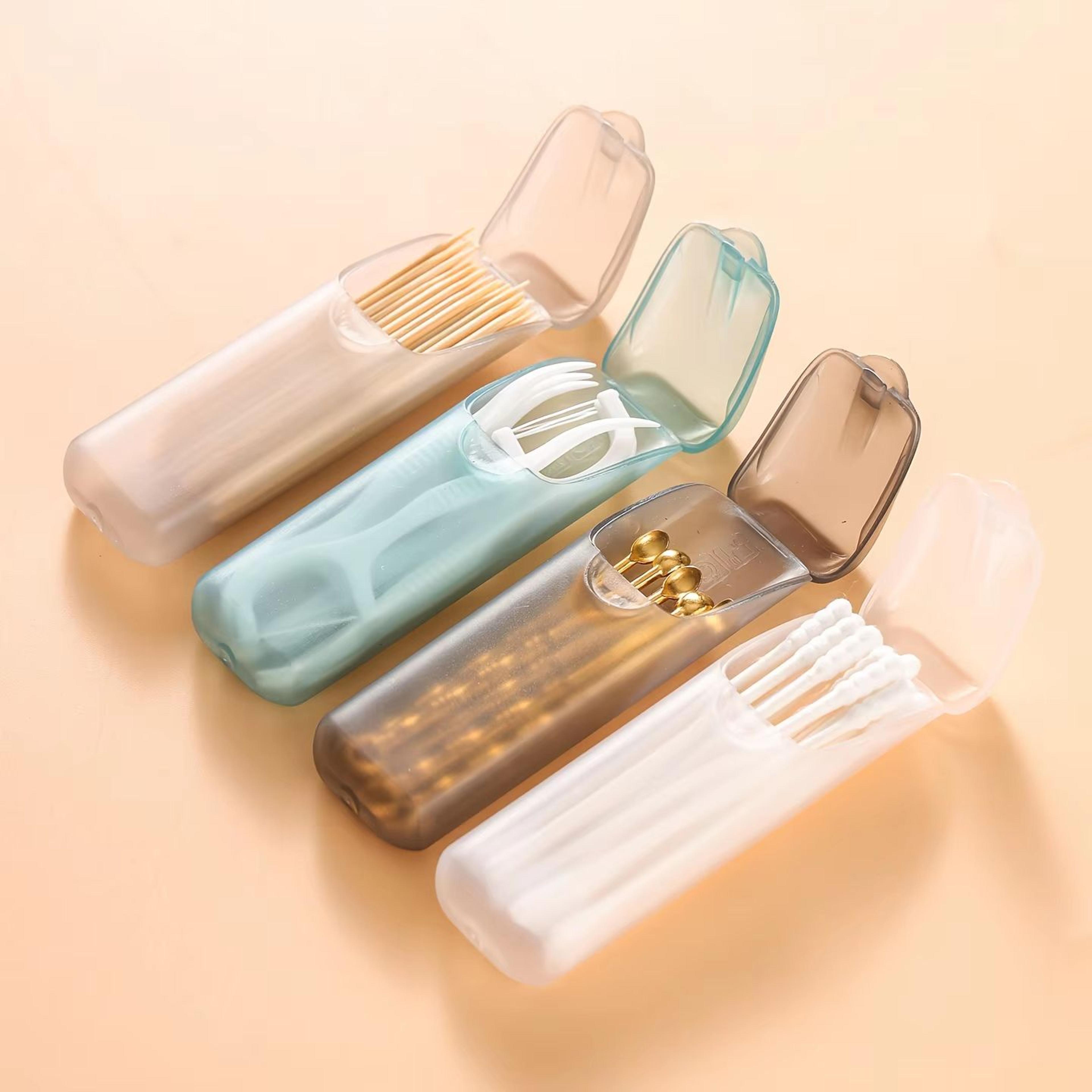 mini transparent travel storage box | portable toothpick & cotton swab organizer for outdoor, kitchen & restaurant use