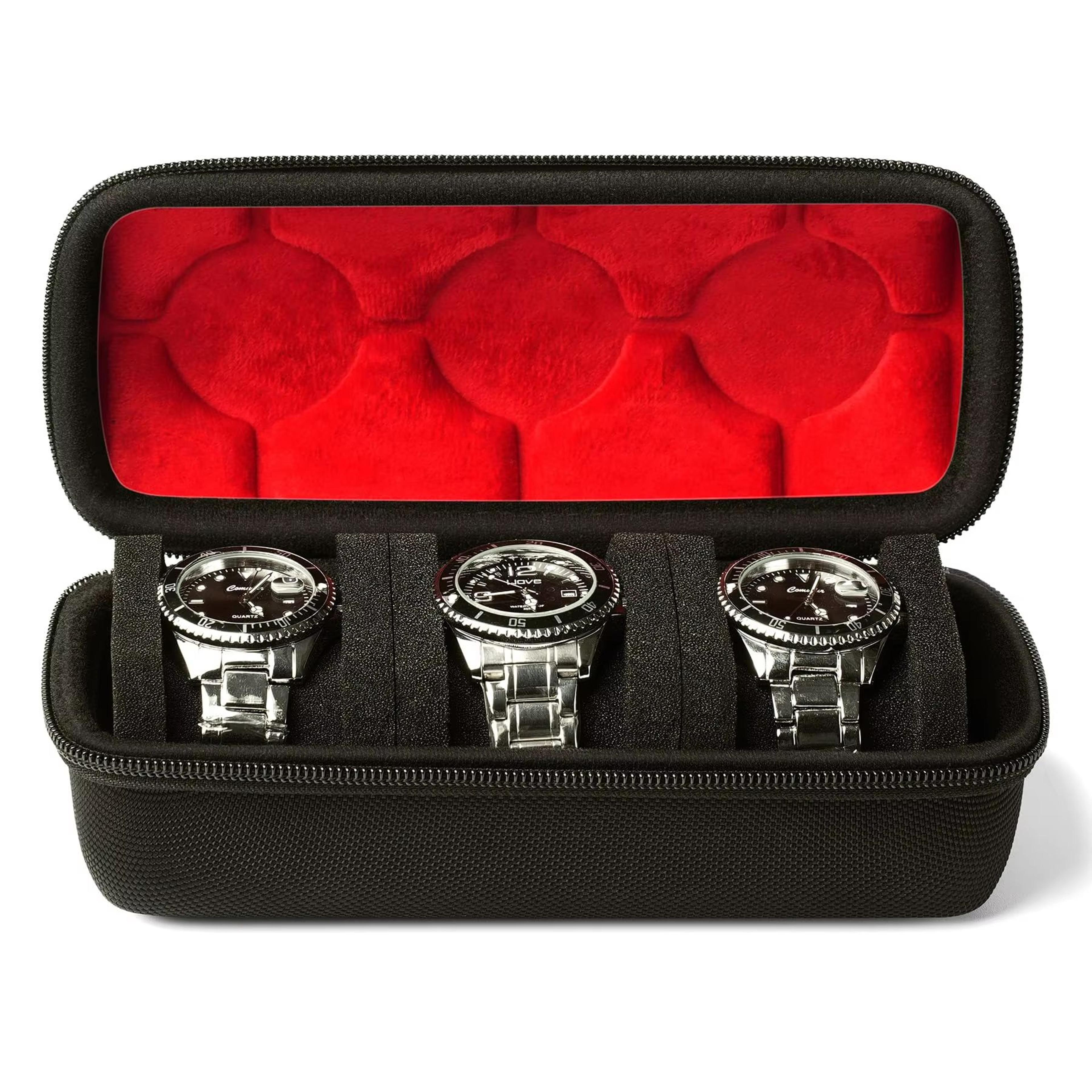 elitetime travel watch roll – 2/3/5 slot hard organizer case