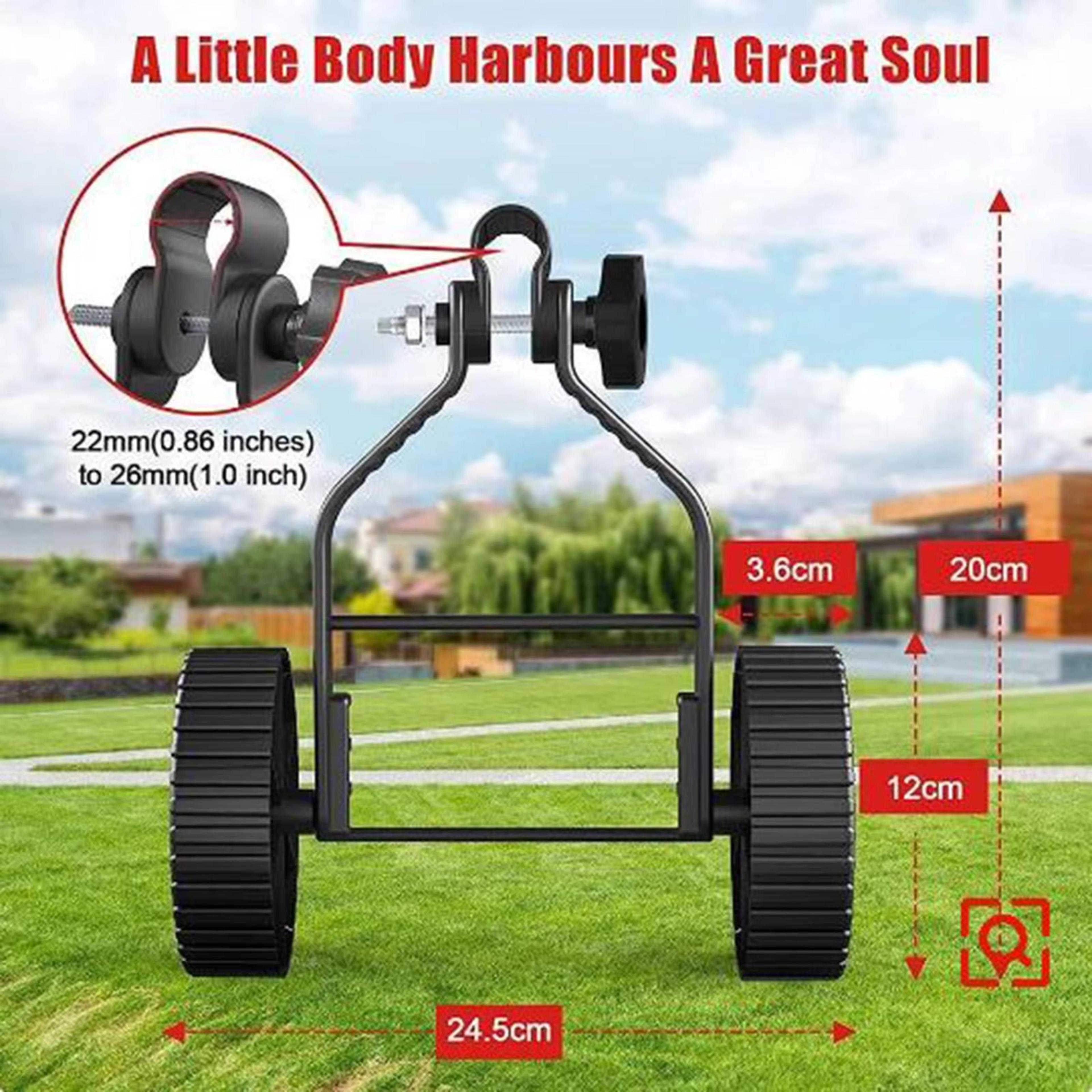 tri-wheel adjustable support wheel attachment for string trimmers & lawn mowers