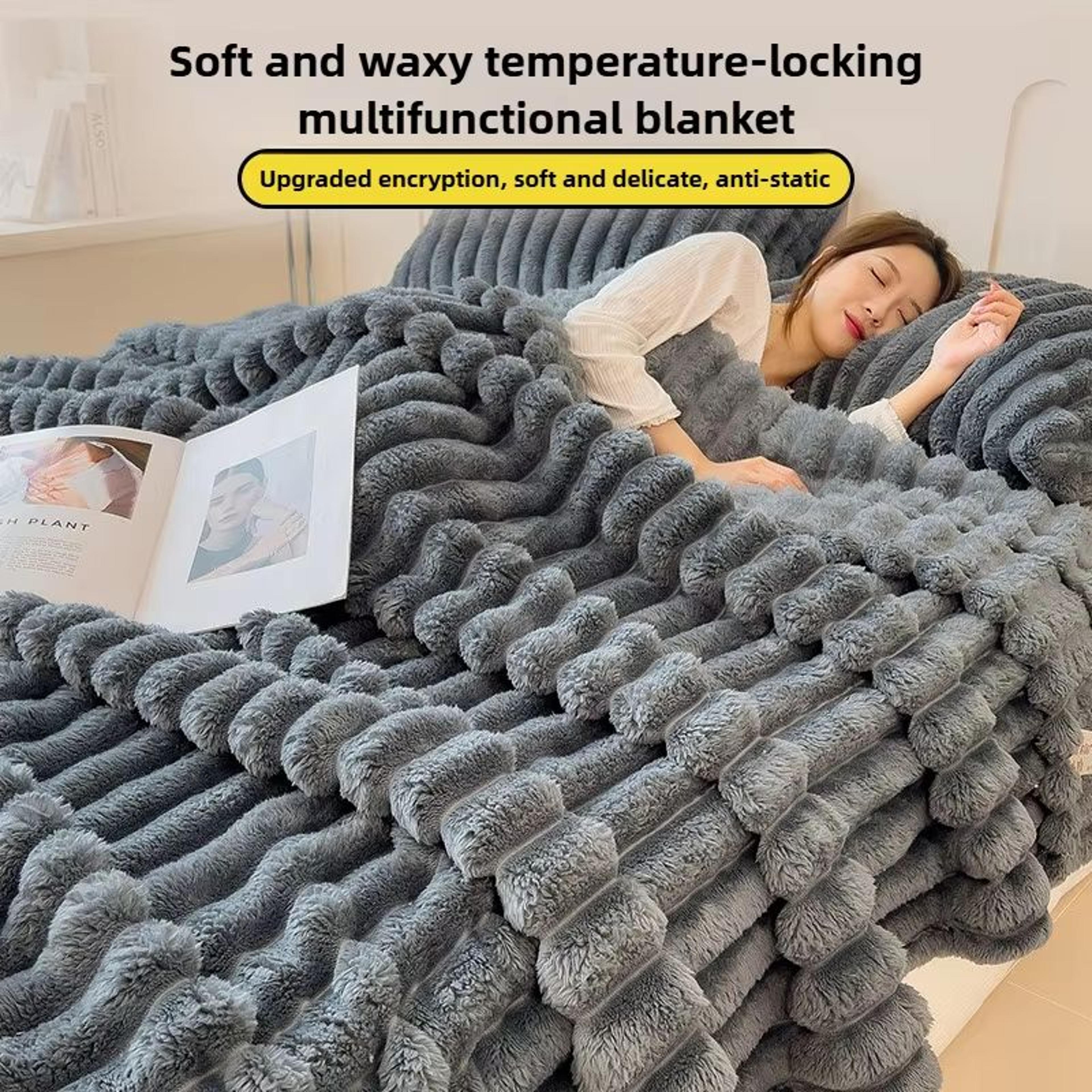 thick wide-striped flannel multifunctional blanket - all-purpose home throw