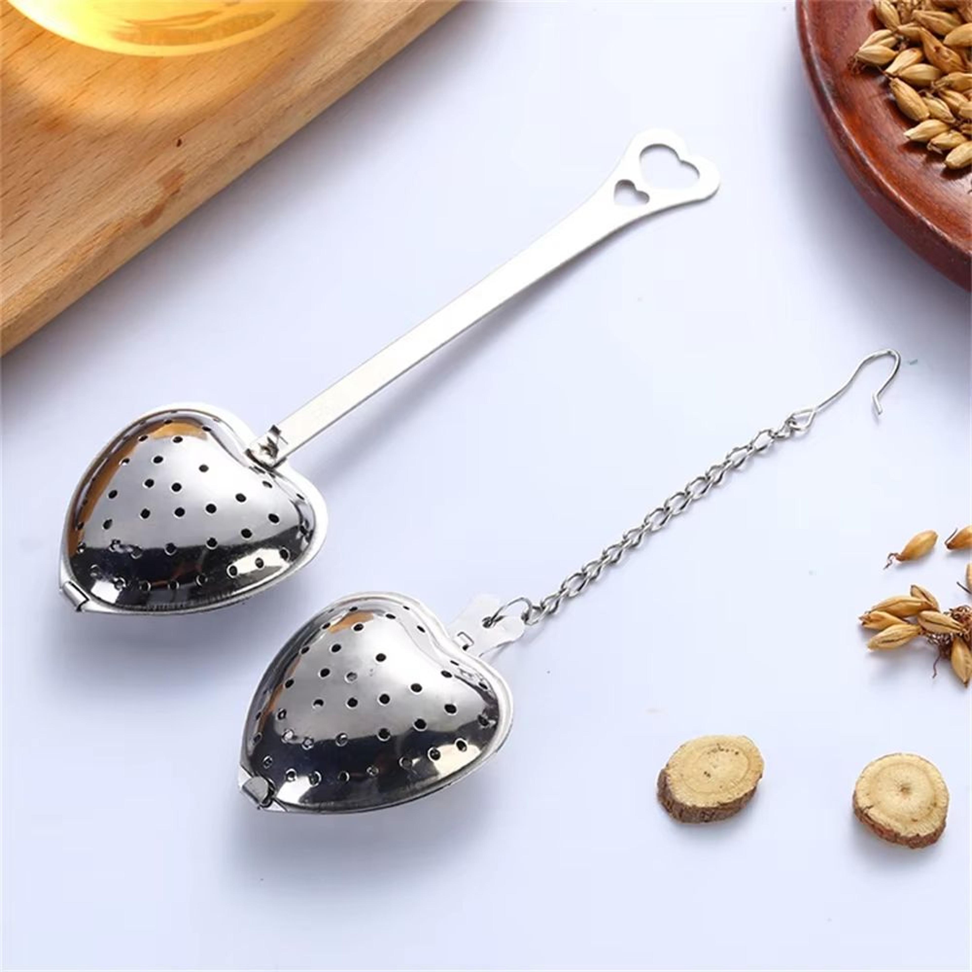 heart-charm stainless steel tea strainer - fine mesh heart shaped tea infuser for loose leaf