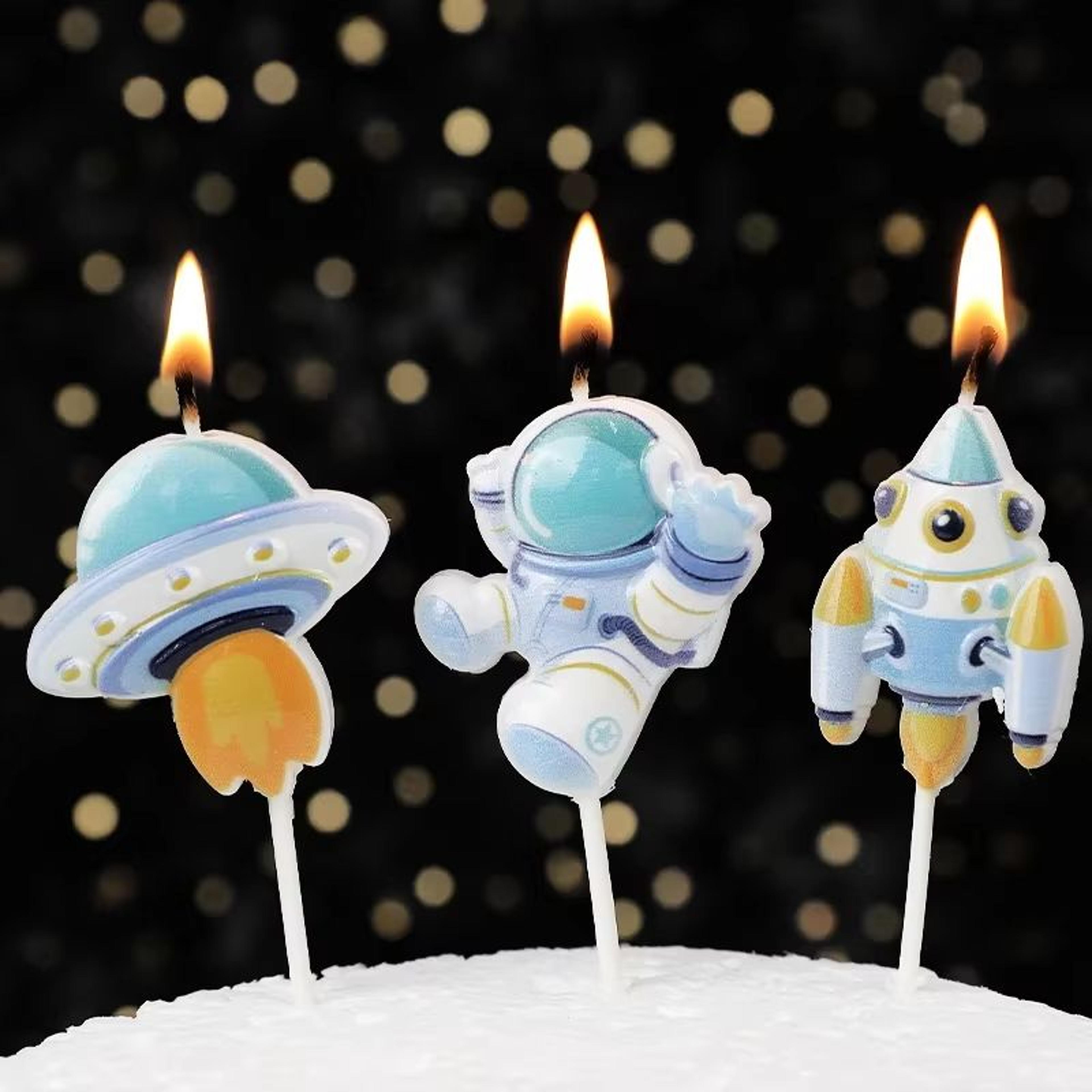 galaxy voyager astronaut cake candle – out of this world space birthday cake topper