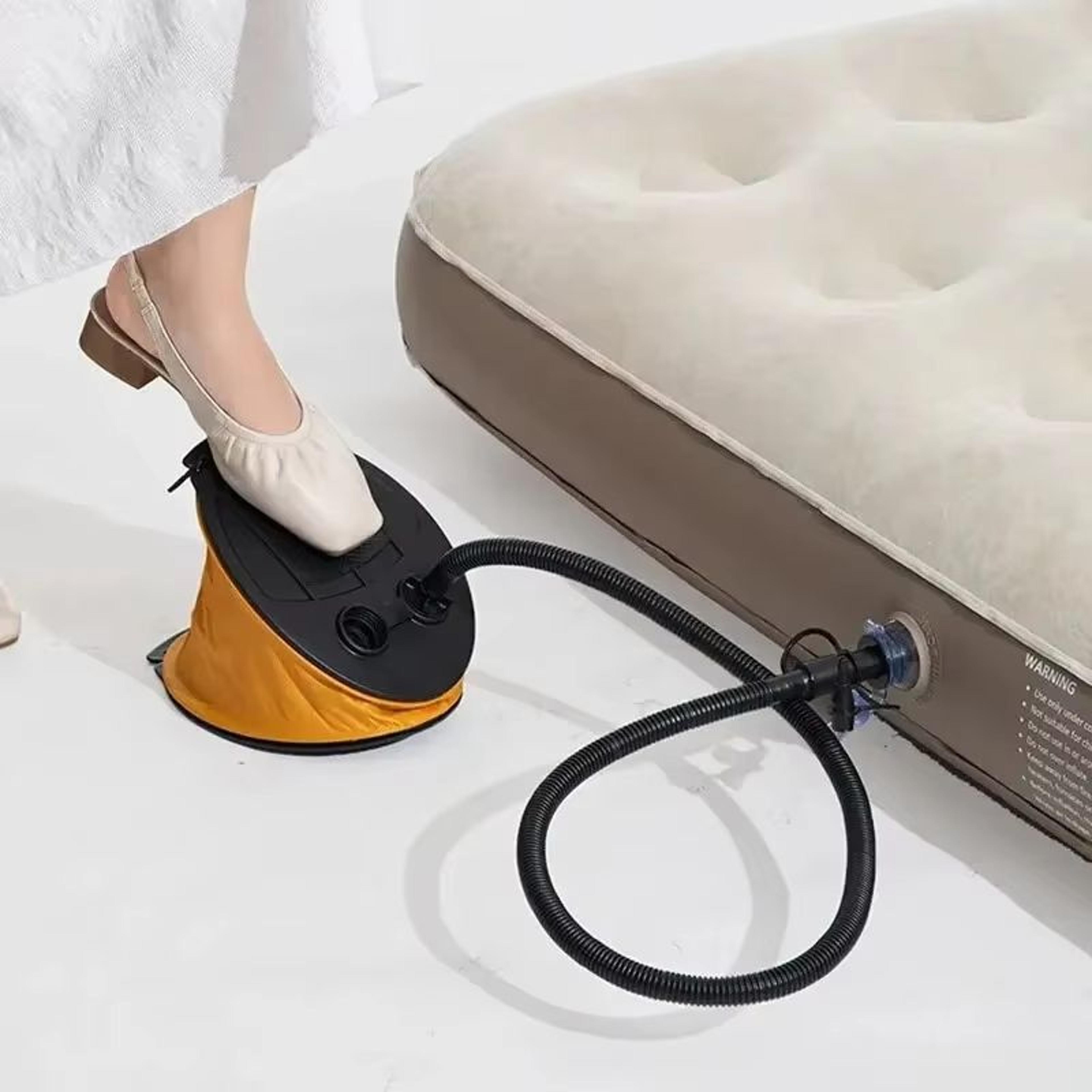 all in one foot air pump for inflatables – inflator for camping mat, air mattress, boat and float