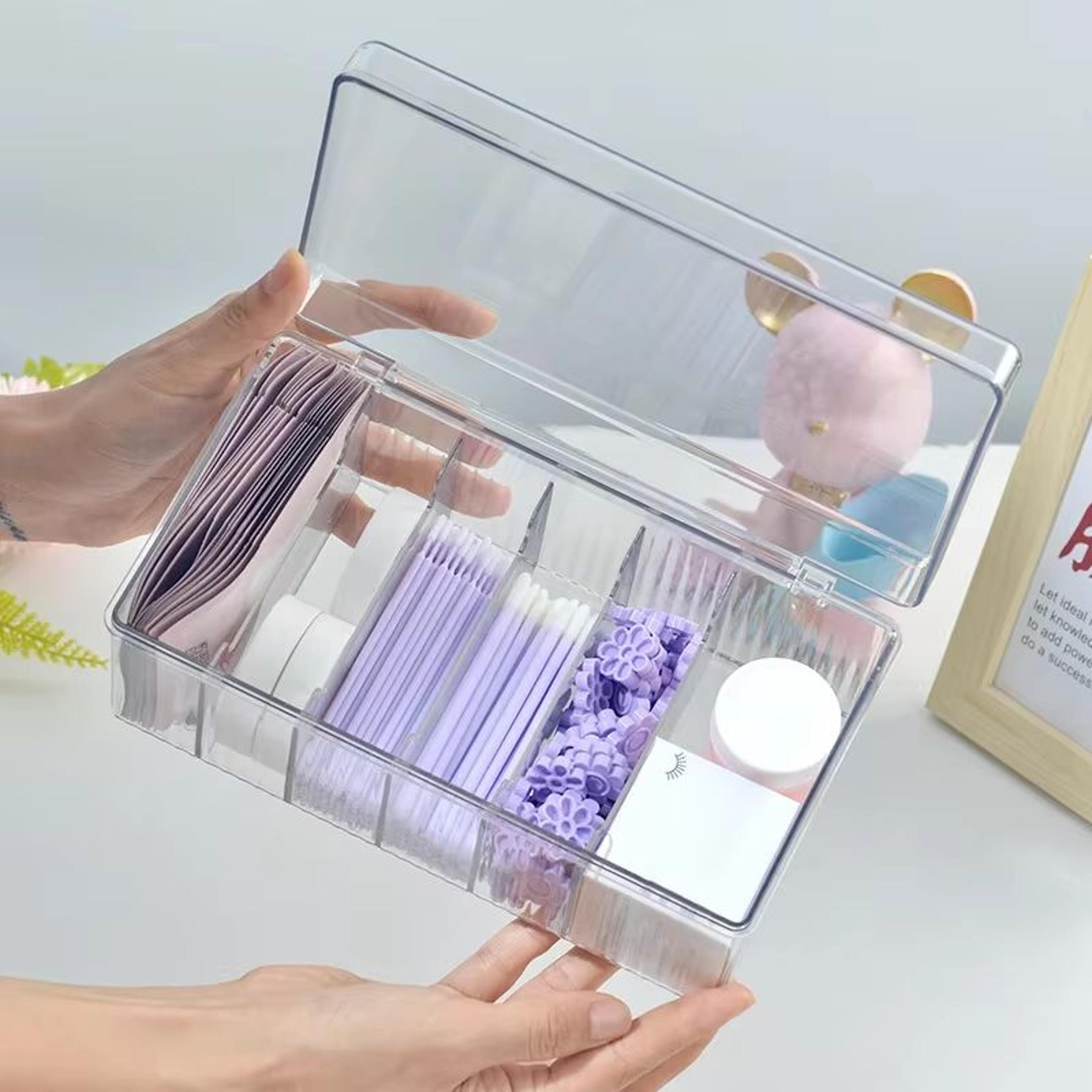 large eyelash extension storage box with cover – acrylic organizer for lashes, glue & tweezers