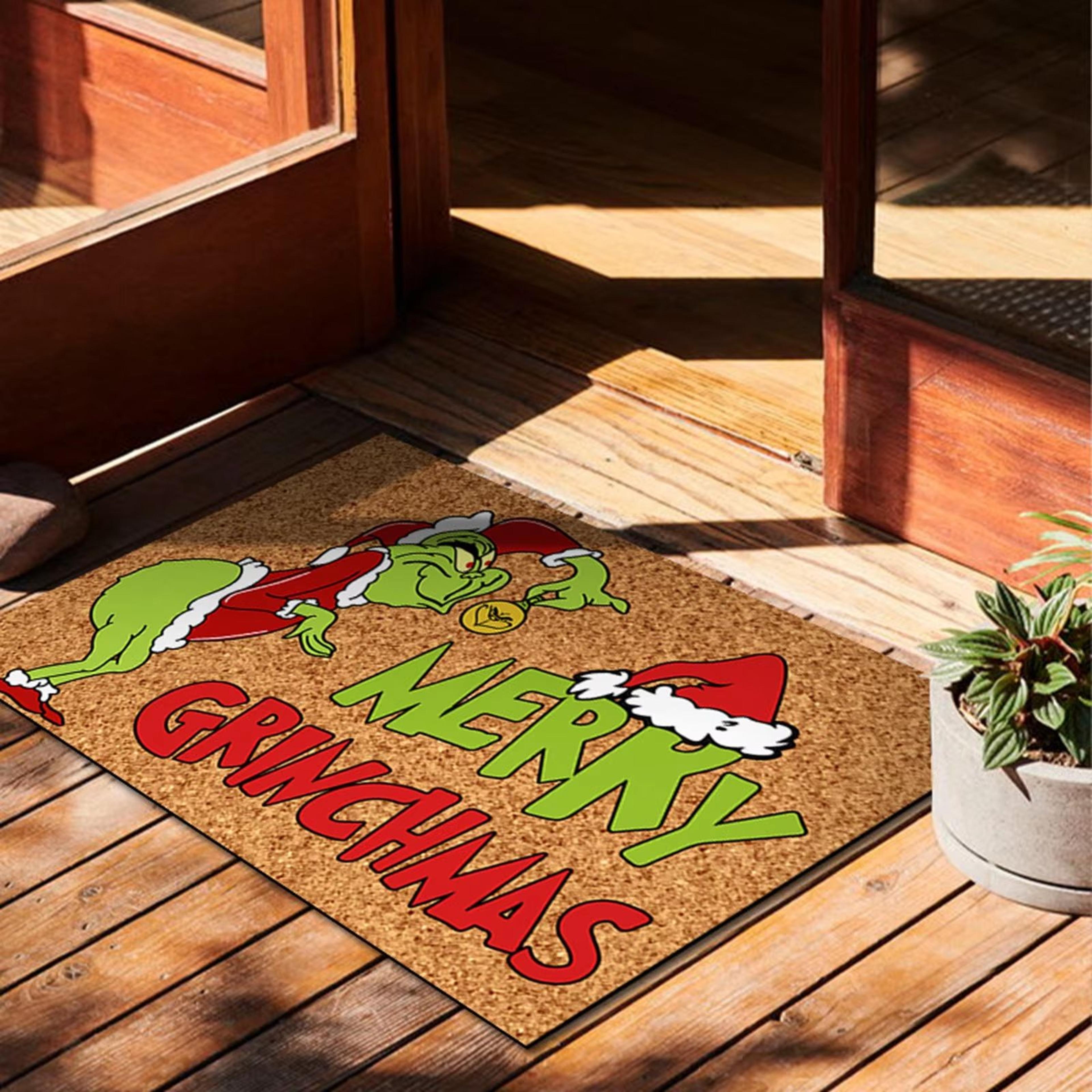 christmas door mat – outdoor welcome mat for front door, funny anti-slip rug (23.7 x 15.9 inch)