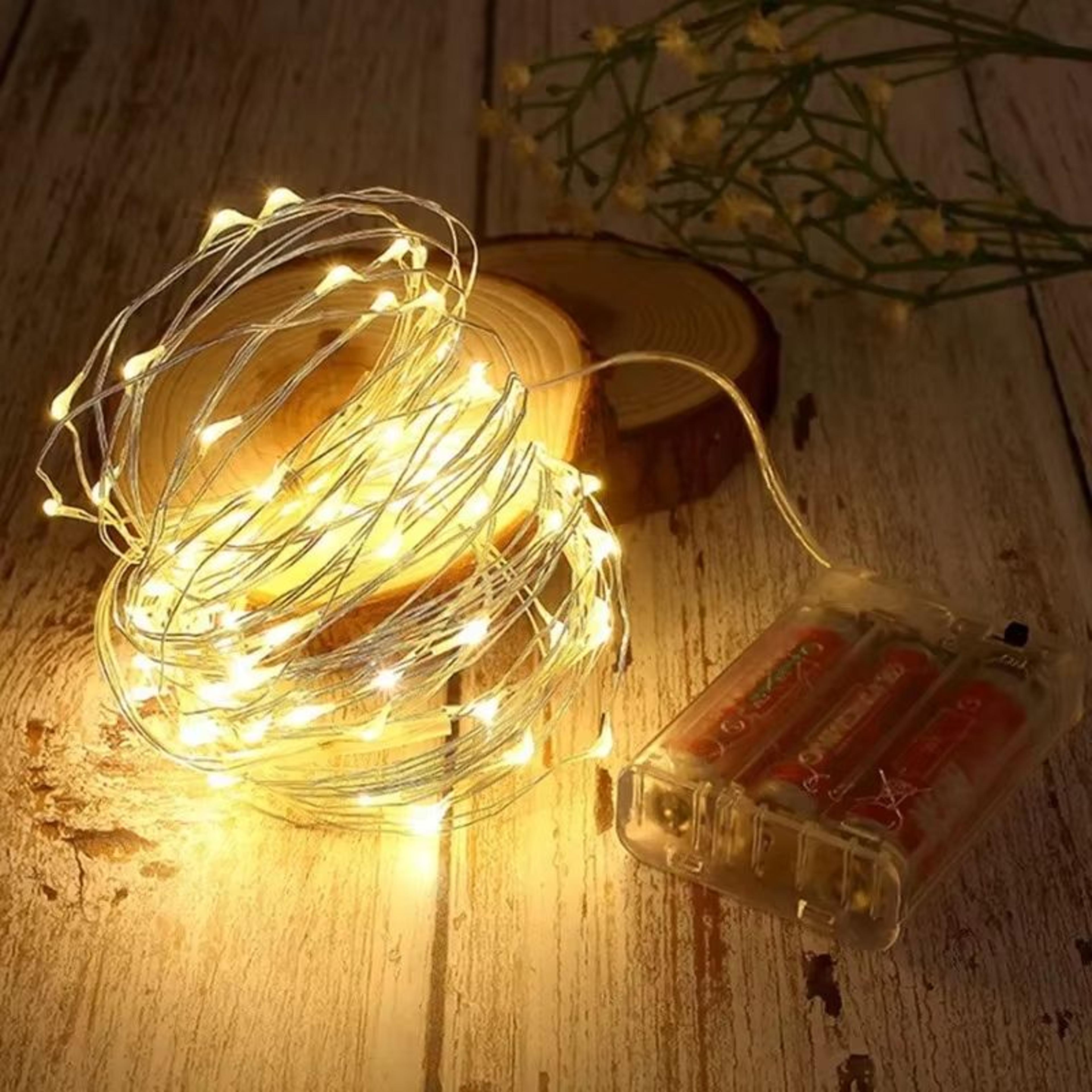 16.4 ft led fairy lights – battery operated copper wire garland string lights for outdoor garden, party, wedding & chris