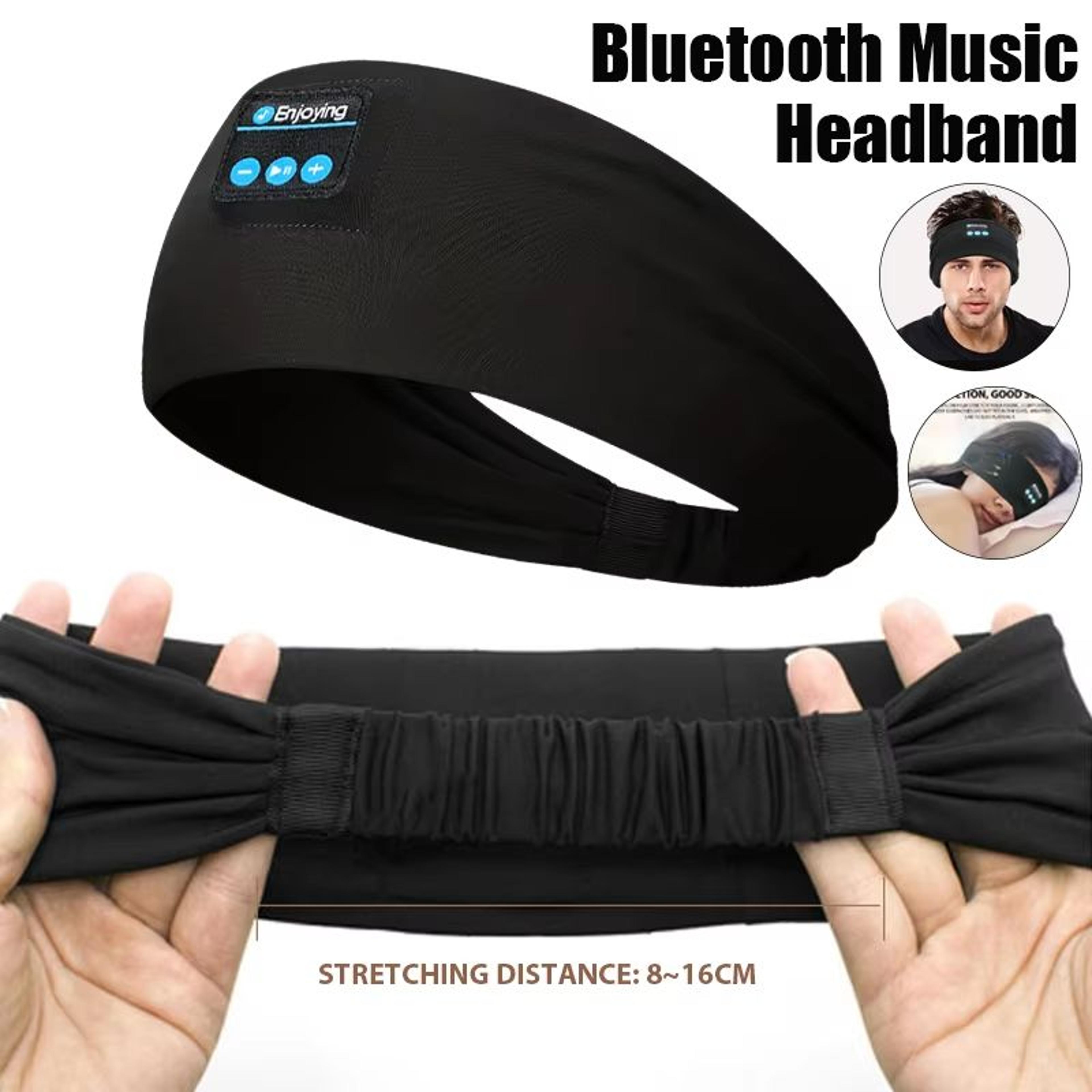 wireless bluetooth sports headband headphones – soft elastic sweat-resistant for running, yoga & sleep